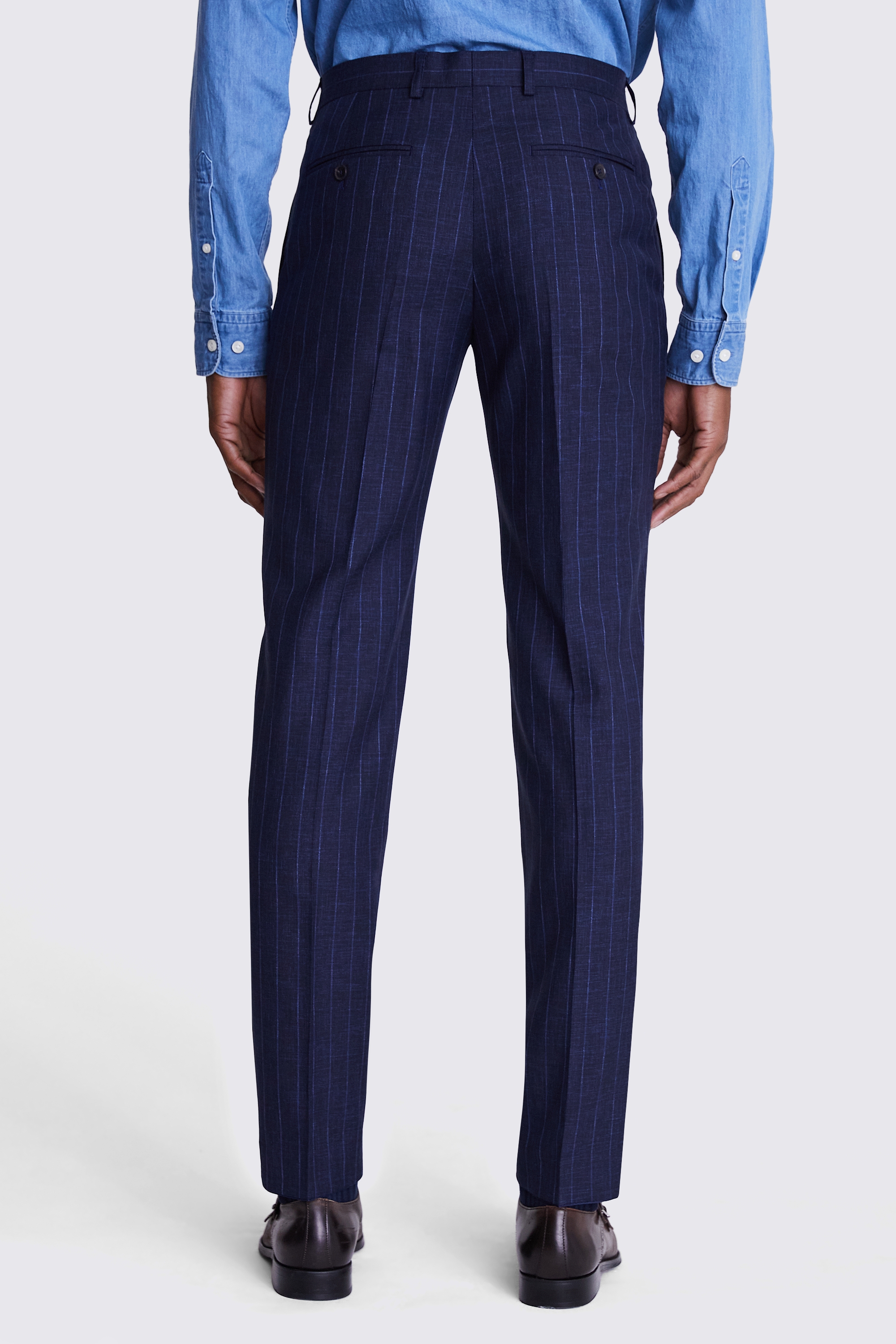 Italian Tailored Fit Navy Stripe Trousers