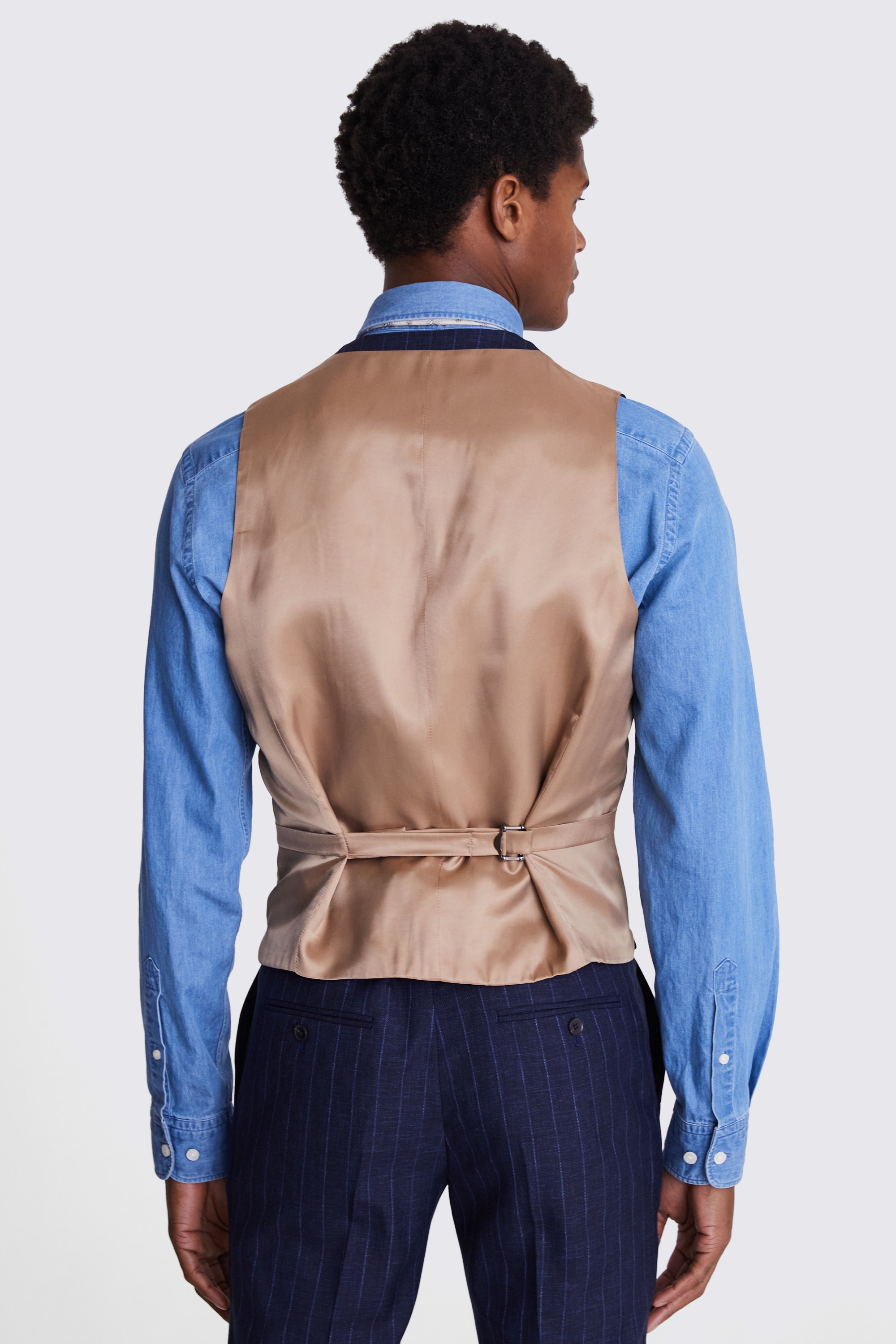Italian Tailored Fit Navy Stripe Vest