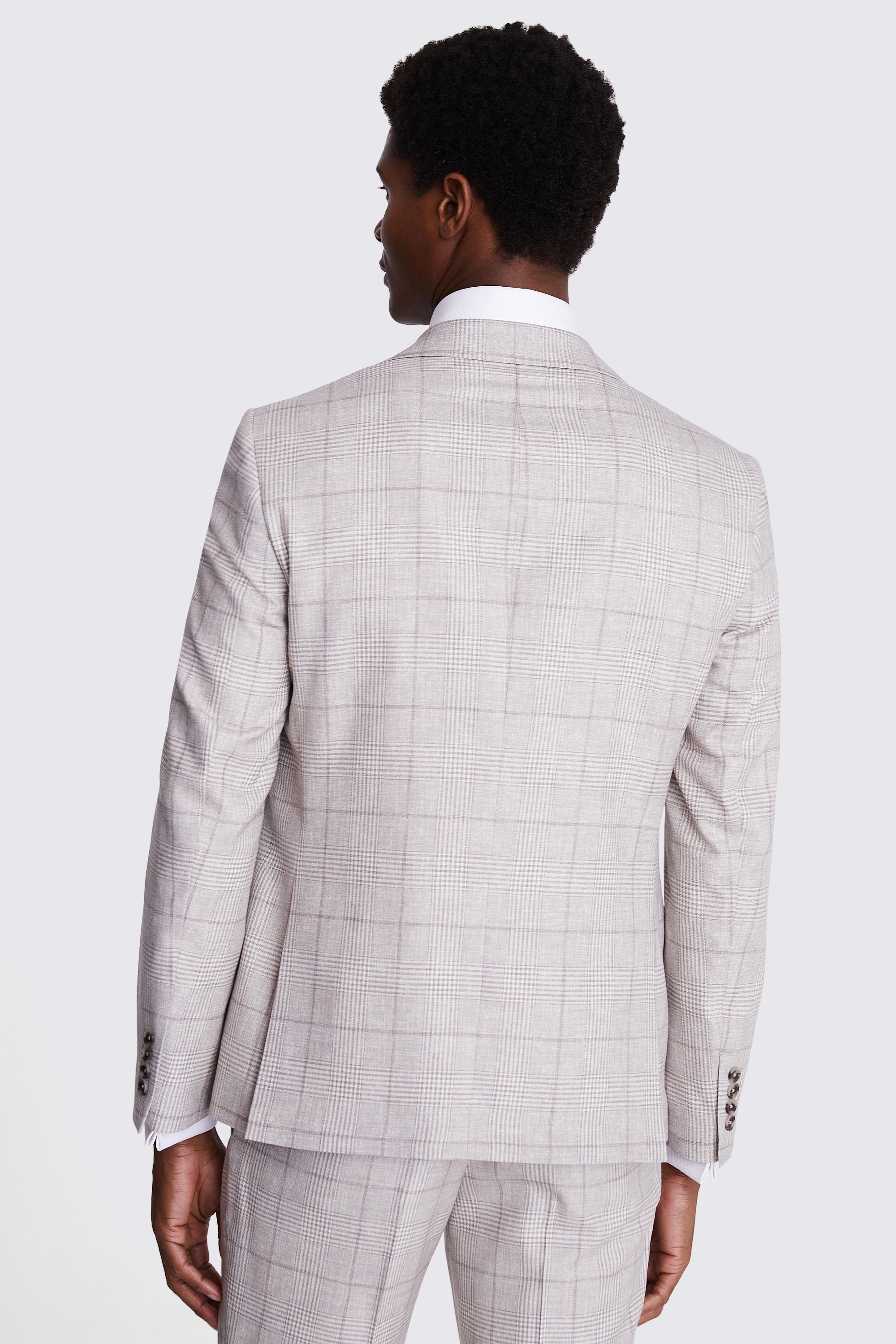 Italian Tailored Fit Taupe Check Jacket