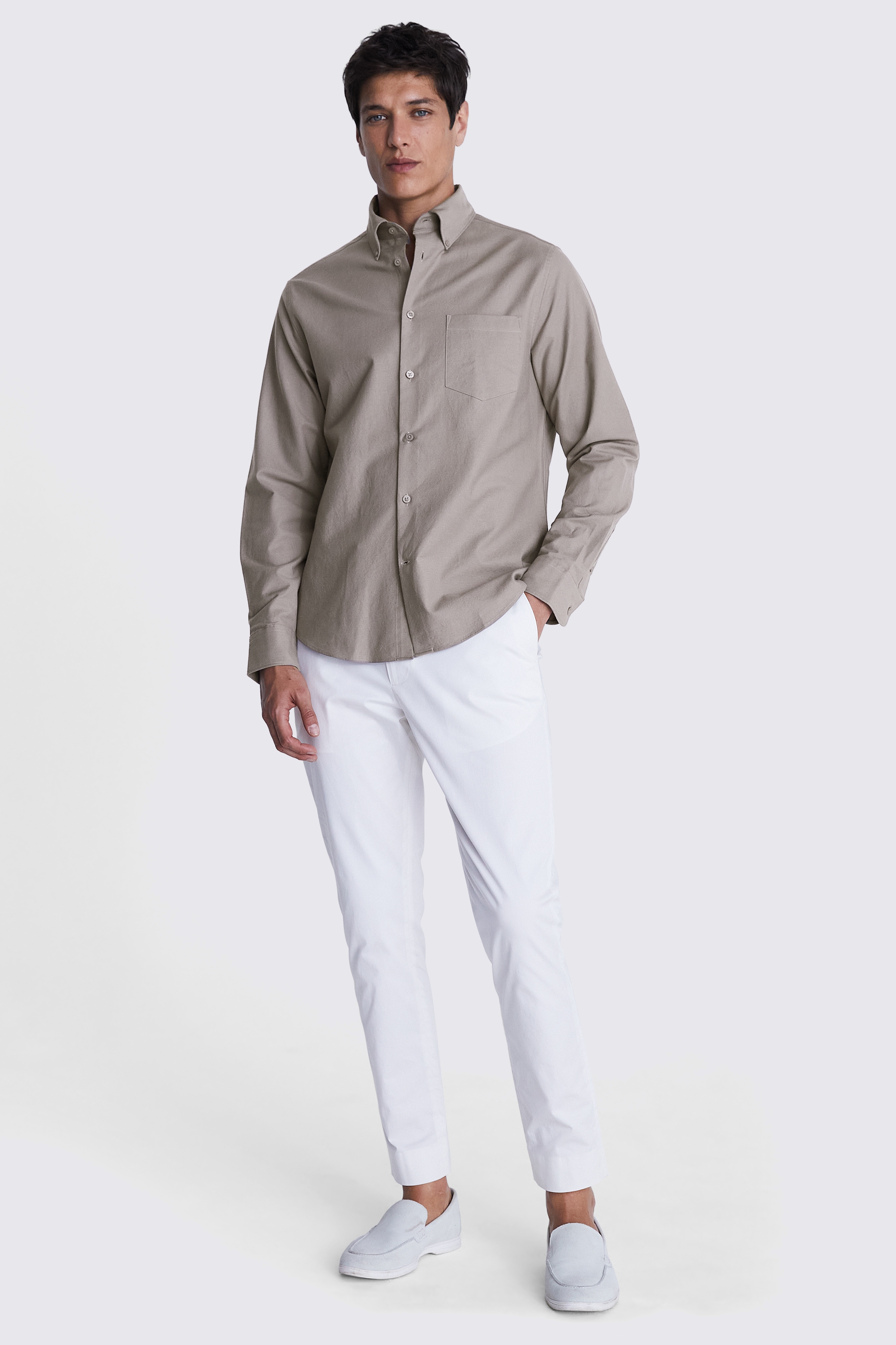 Dark Taupe Washed Oxford Shirt