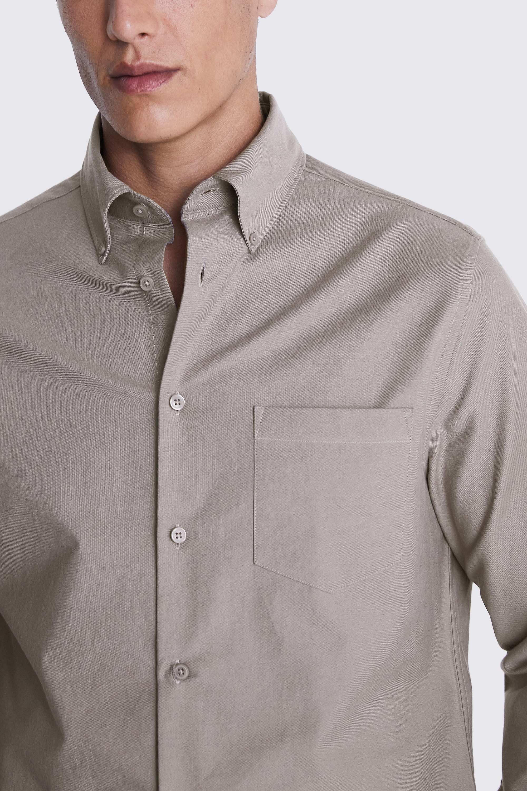 Dark Taupe Washed Oxford Shirt