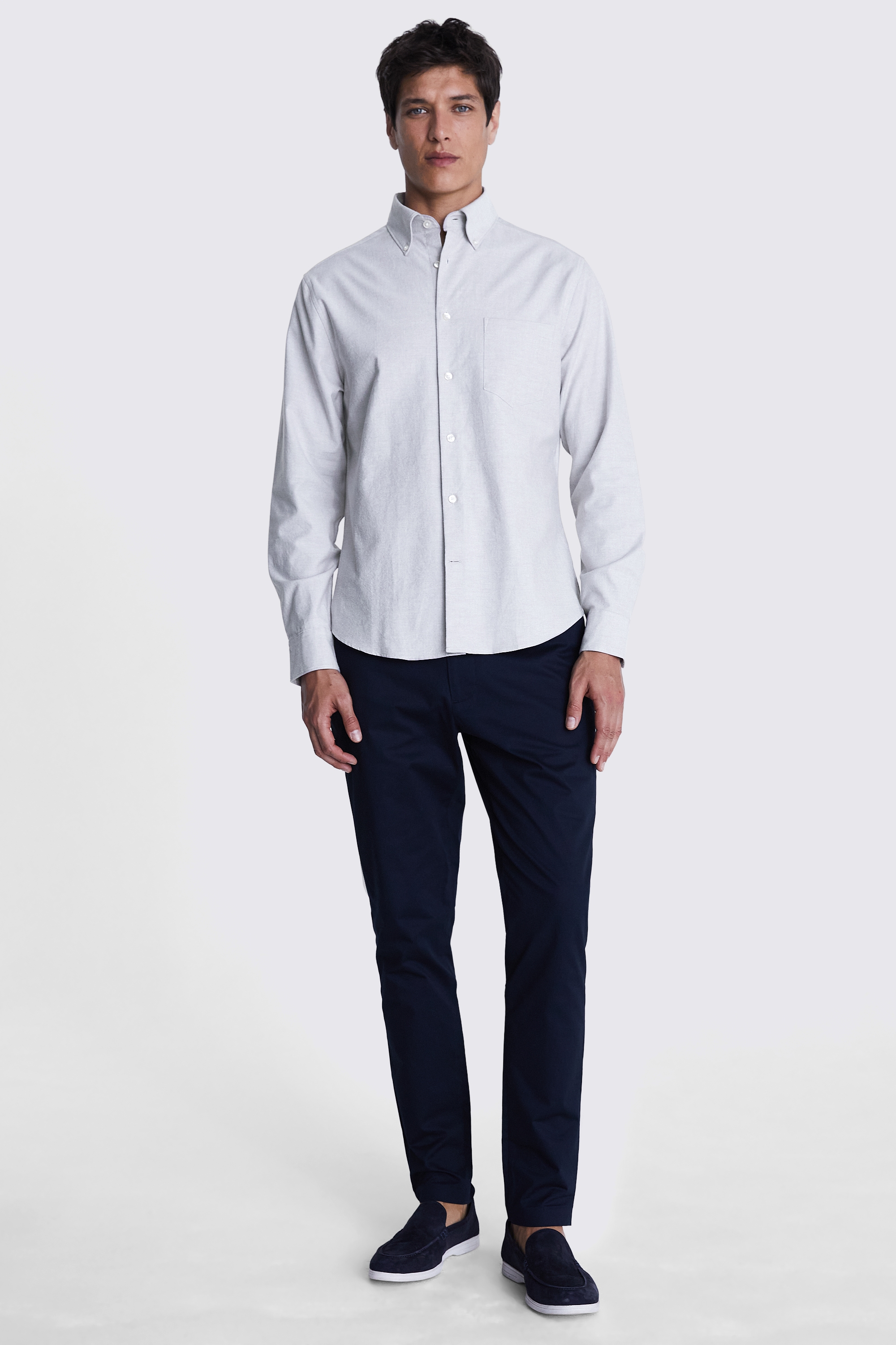 Light Taupe Washed Oxford Shirt