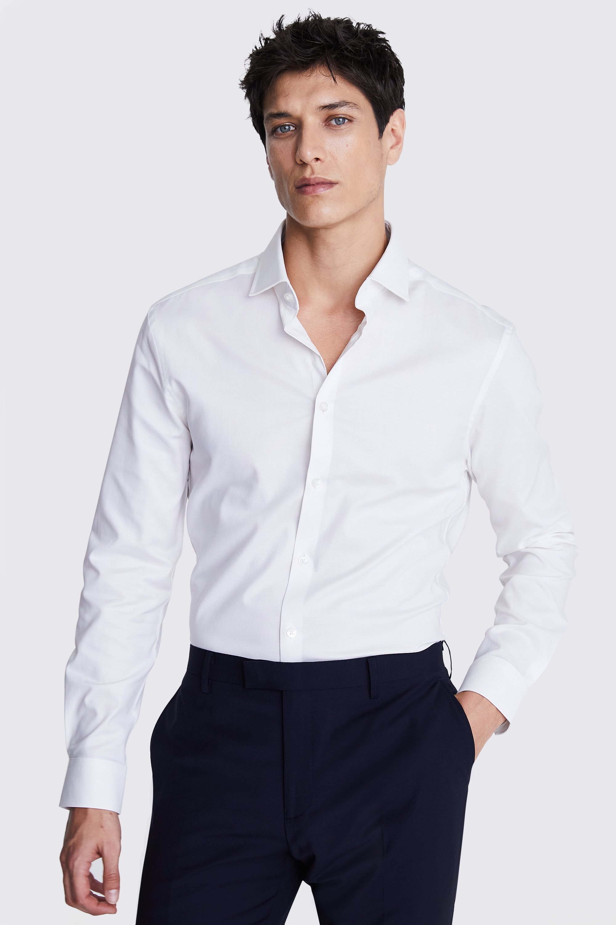 Slim Fit Off-White Dobby Stretch Shirt | Buy Online at Moss