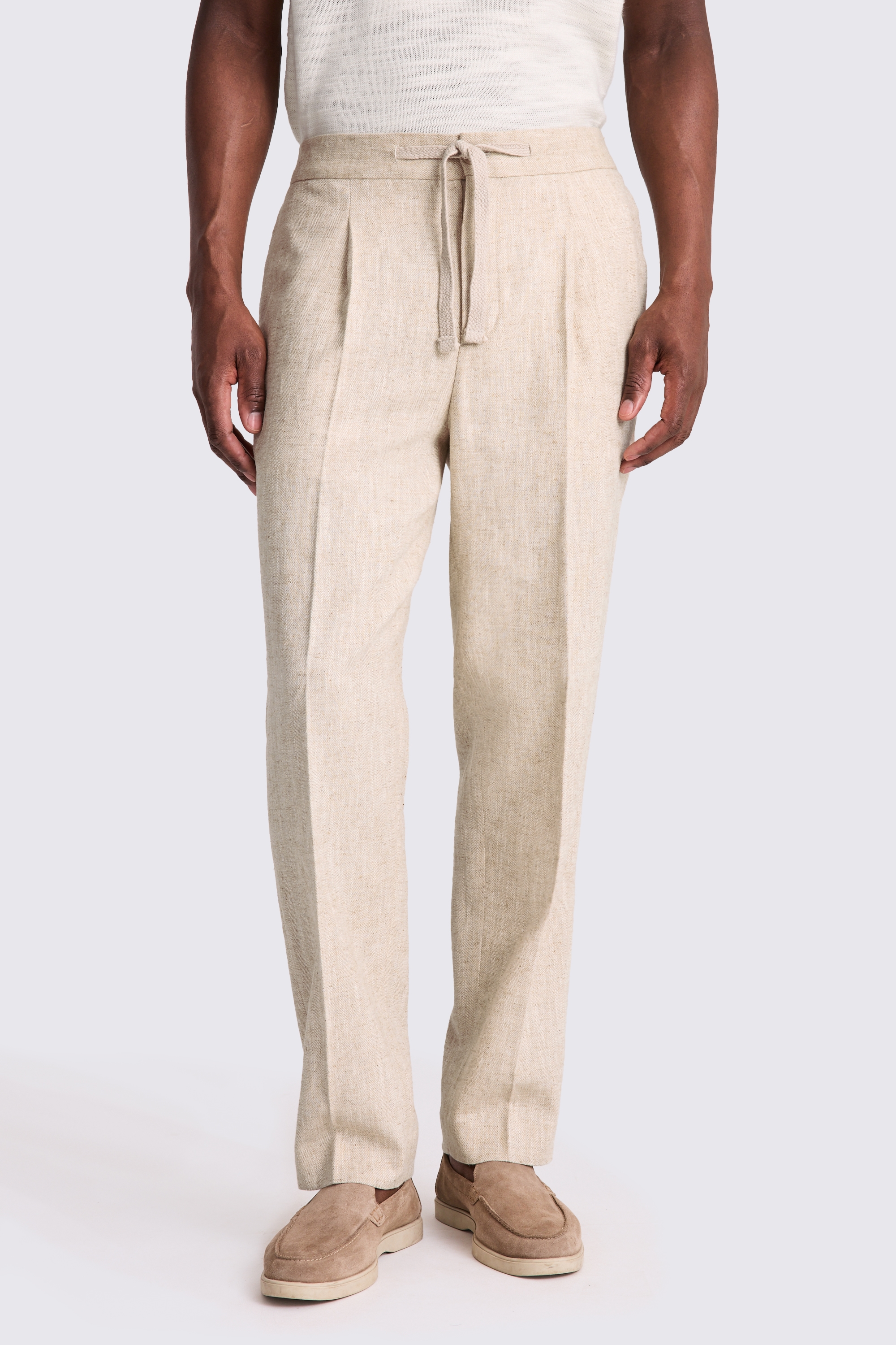 【YOURNUS】Herringbone Stitch Cream Wide Pants Ecru Herringbone Beach Pants | Buy Online at Moss