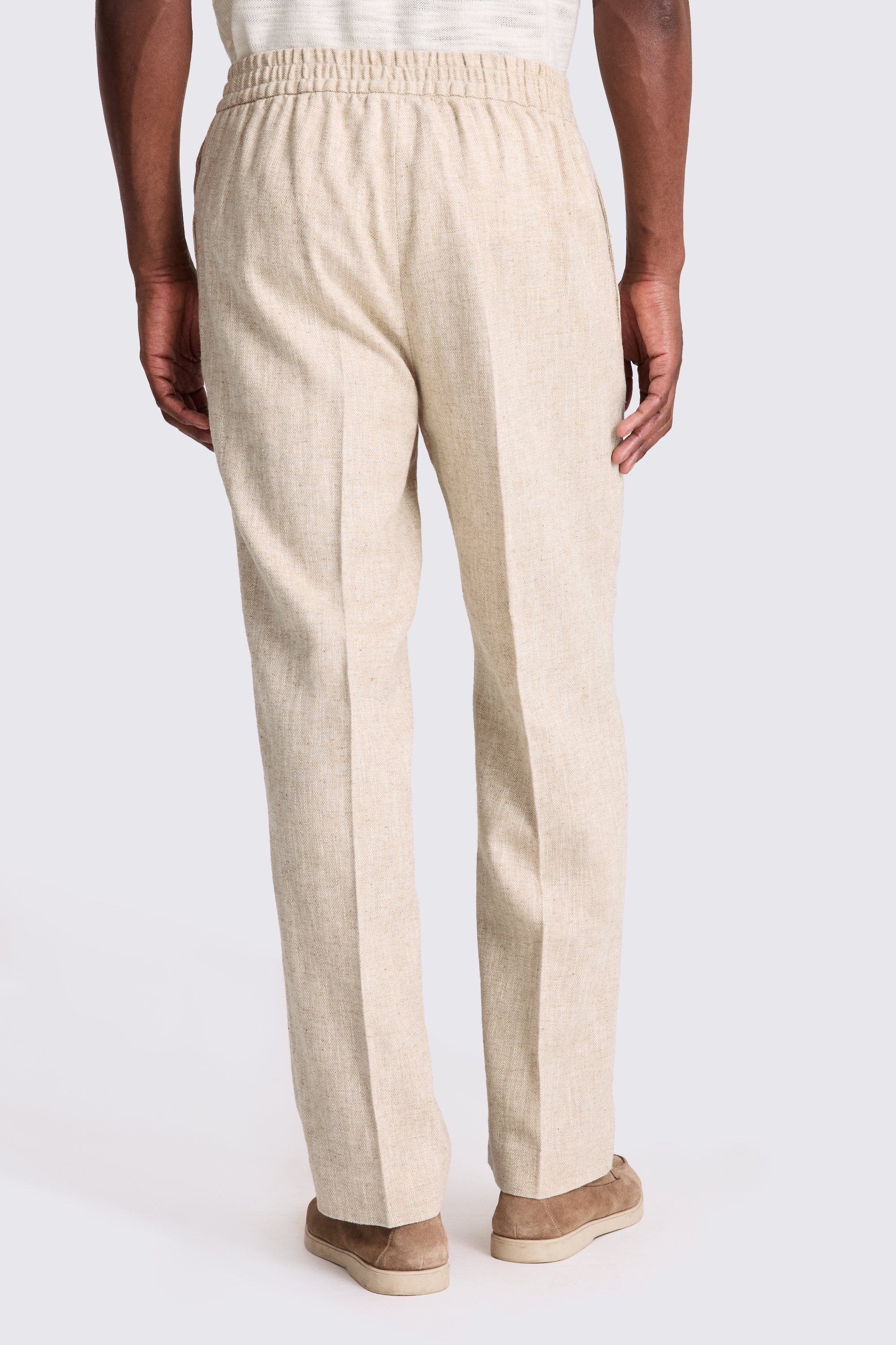 Ecru Herringbone Beach Pants