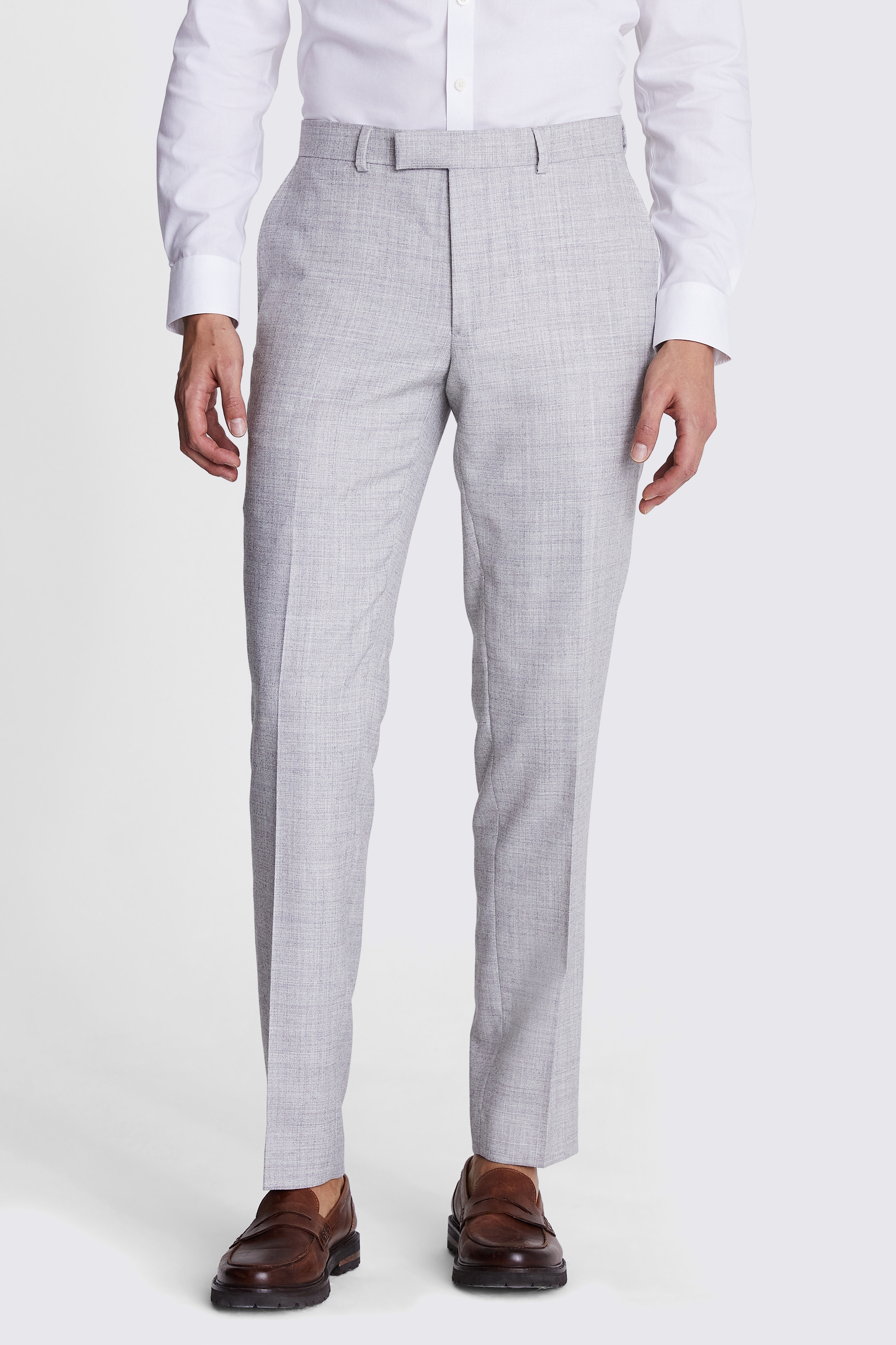 Slim Fit Light Grey Trousers | Buy Online at Moss