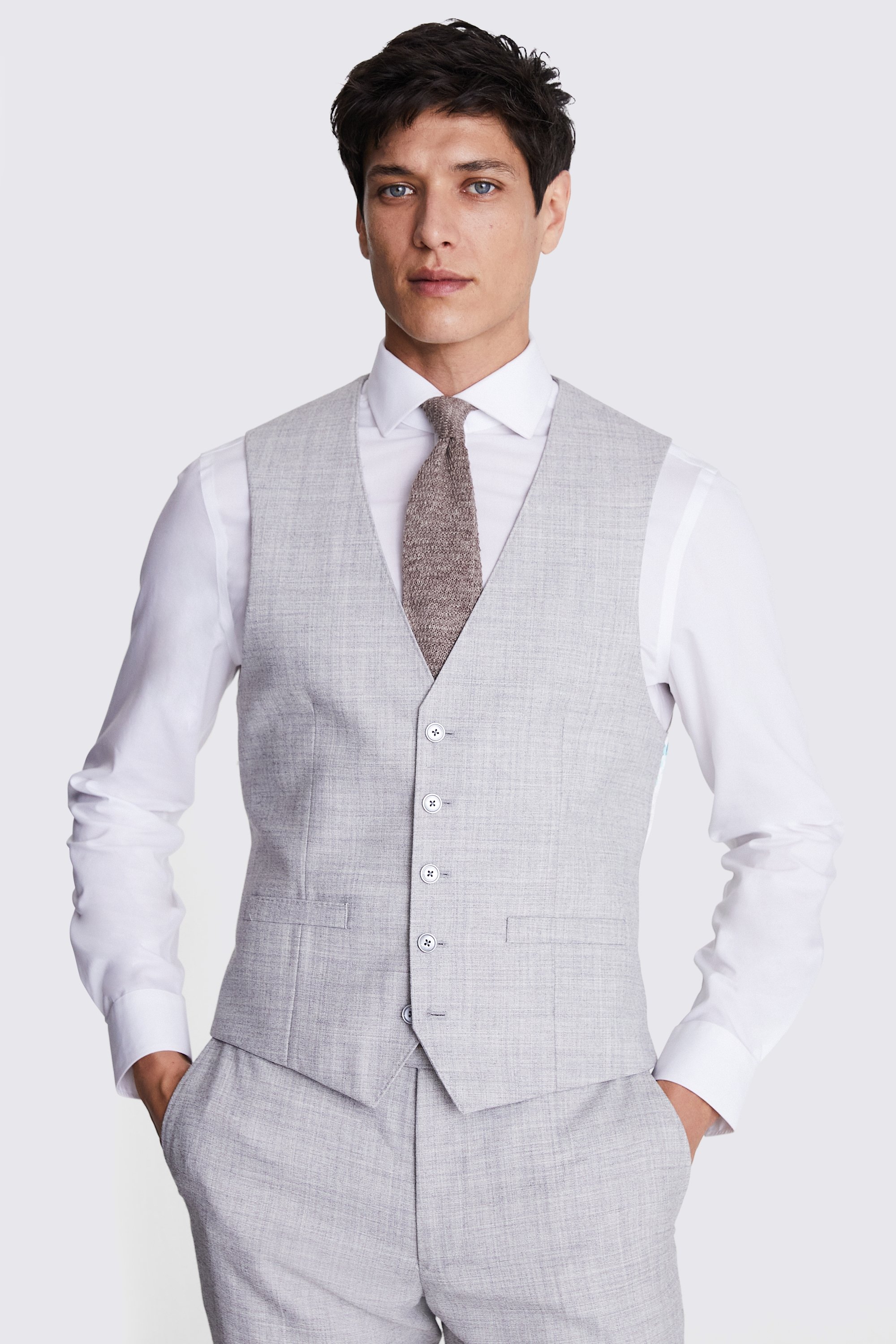 Slim Fit Light Grey Vest
