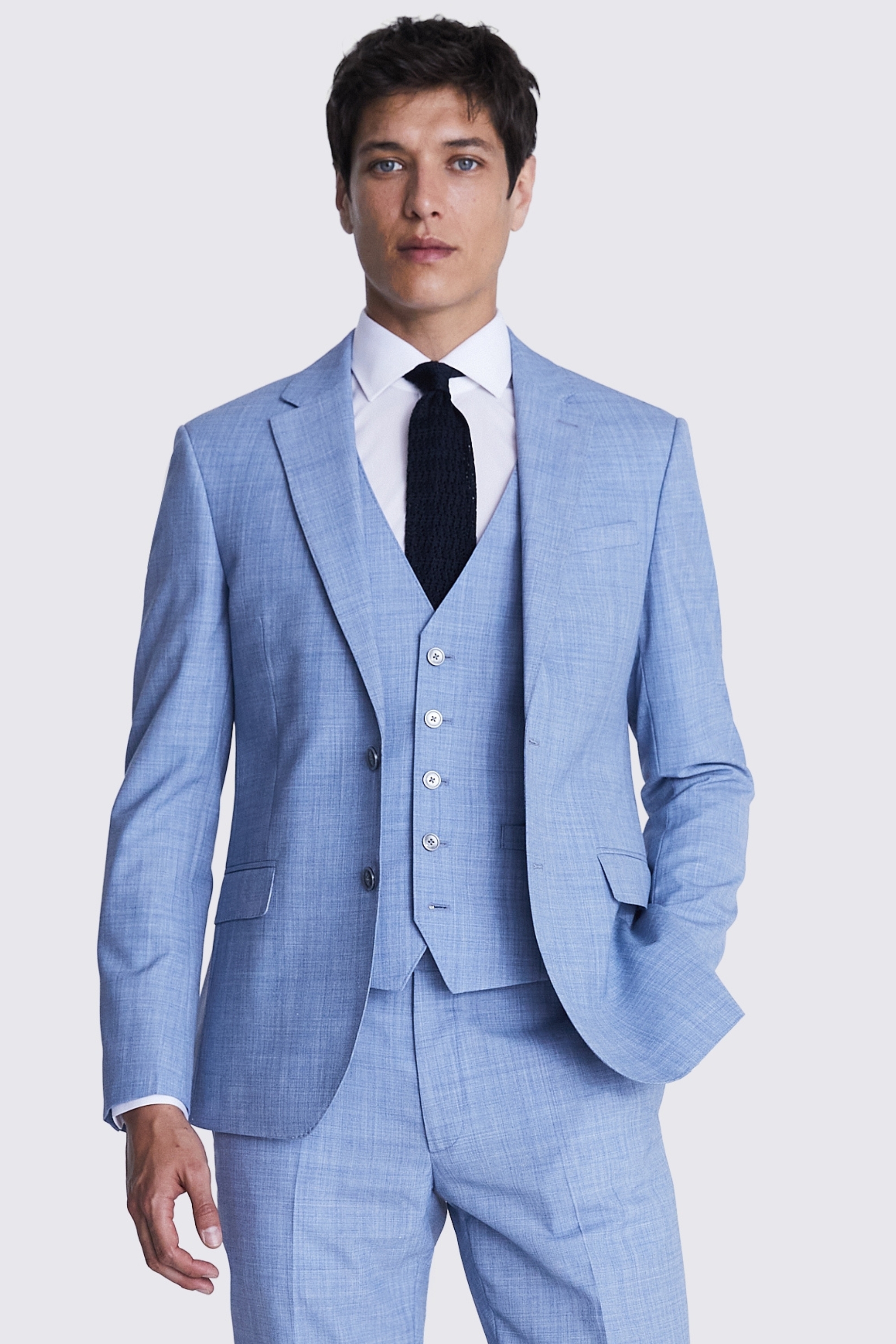 Slim Fit Sky Blue Marl Jacket | Buy Online at Moss