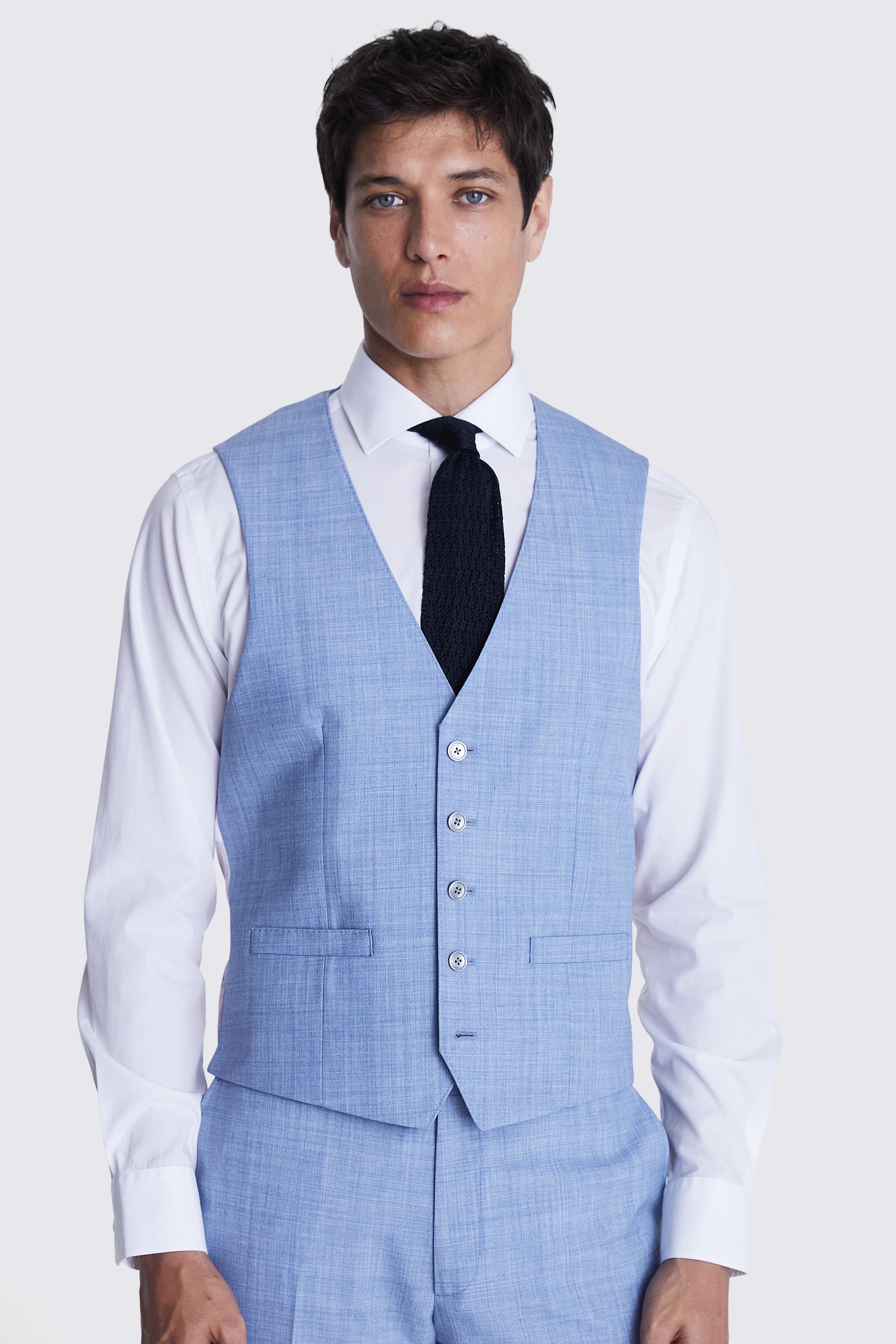 Slim Fit Sky Blue Marl Waistcoat | Buy Online at Moss