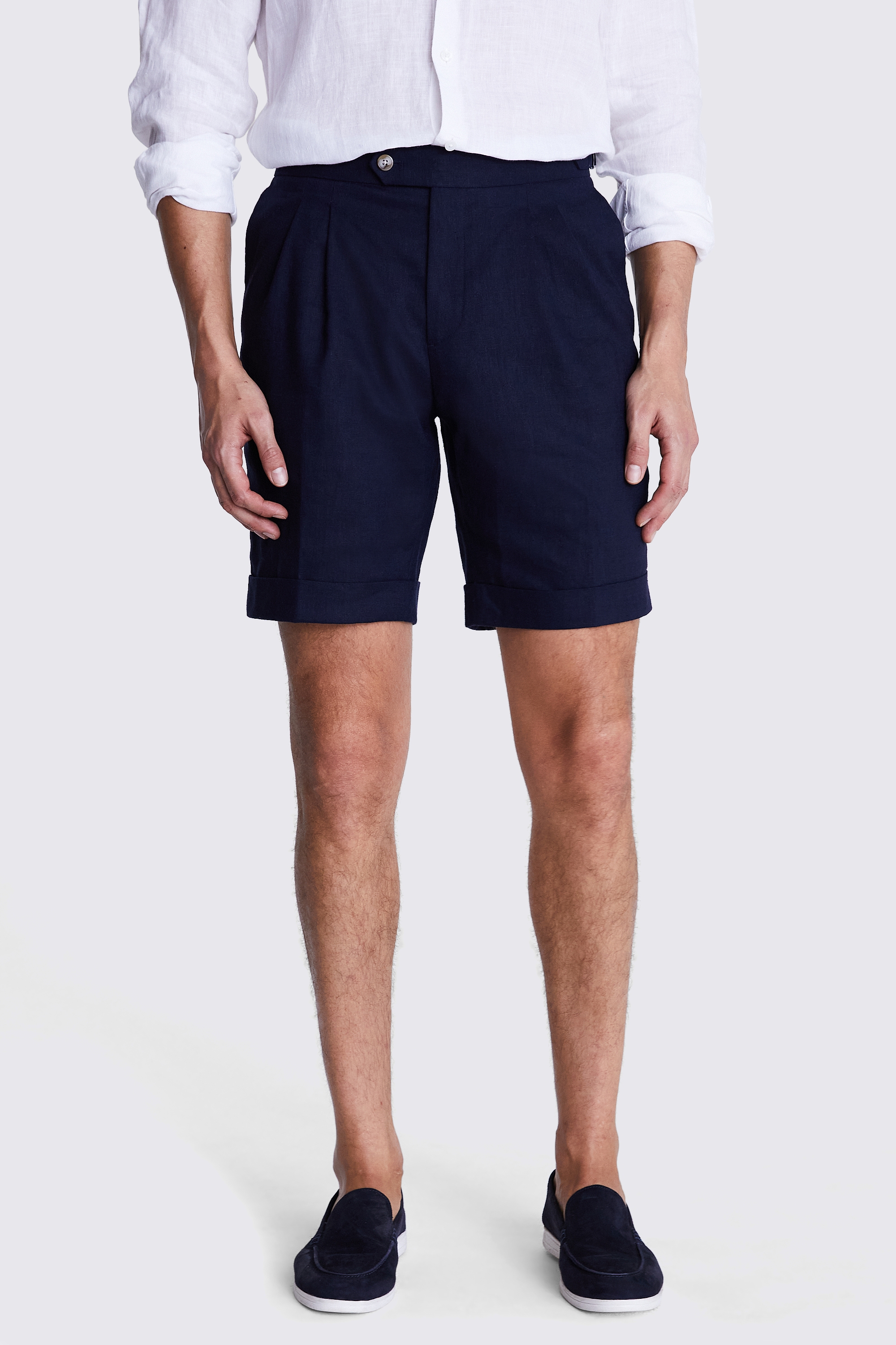 Navy Matte Linen Shorts