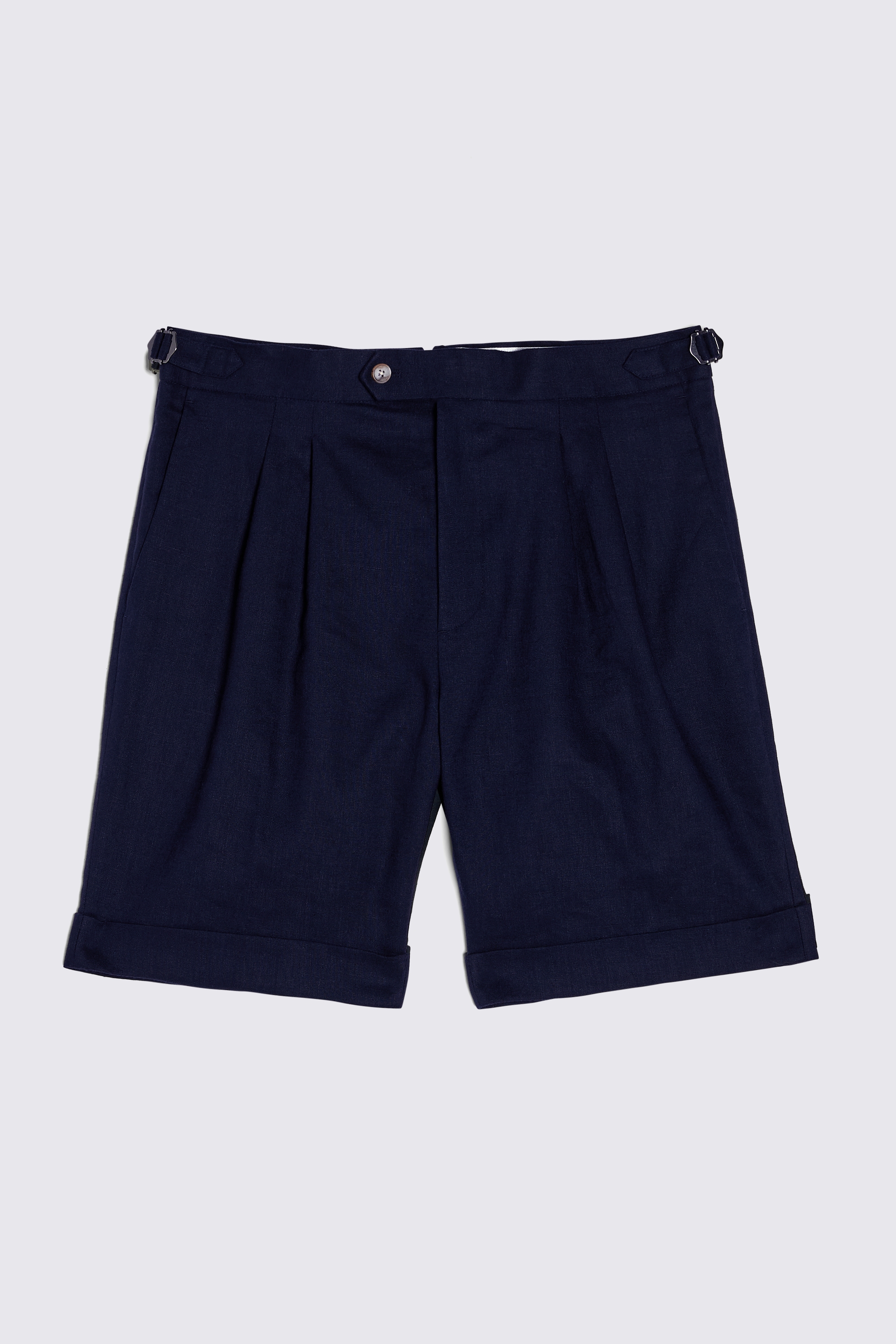 Navy Matte Linen Shorts