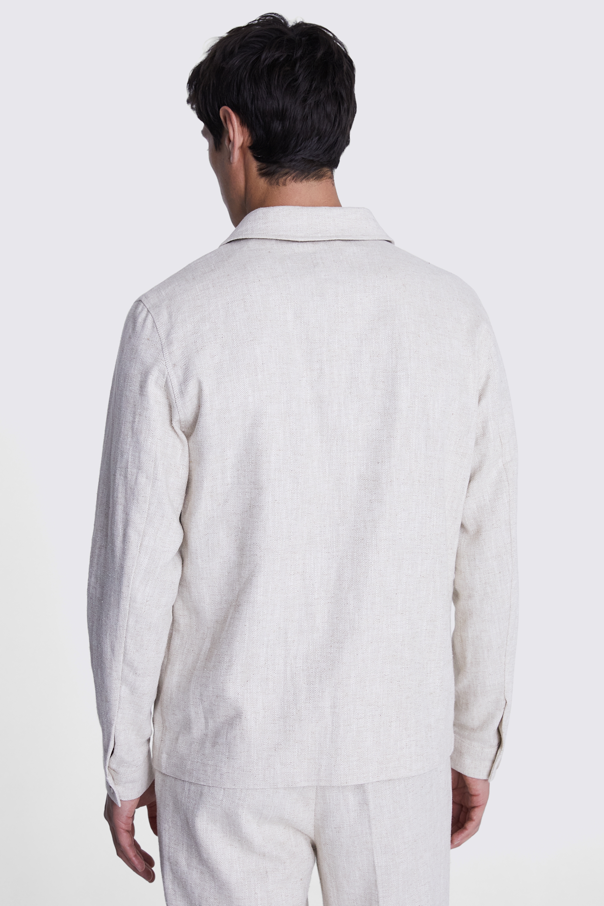 Ecru Herringbone Linen Shacket