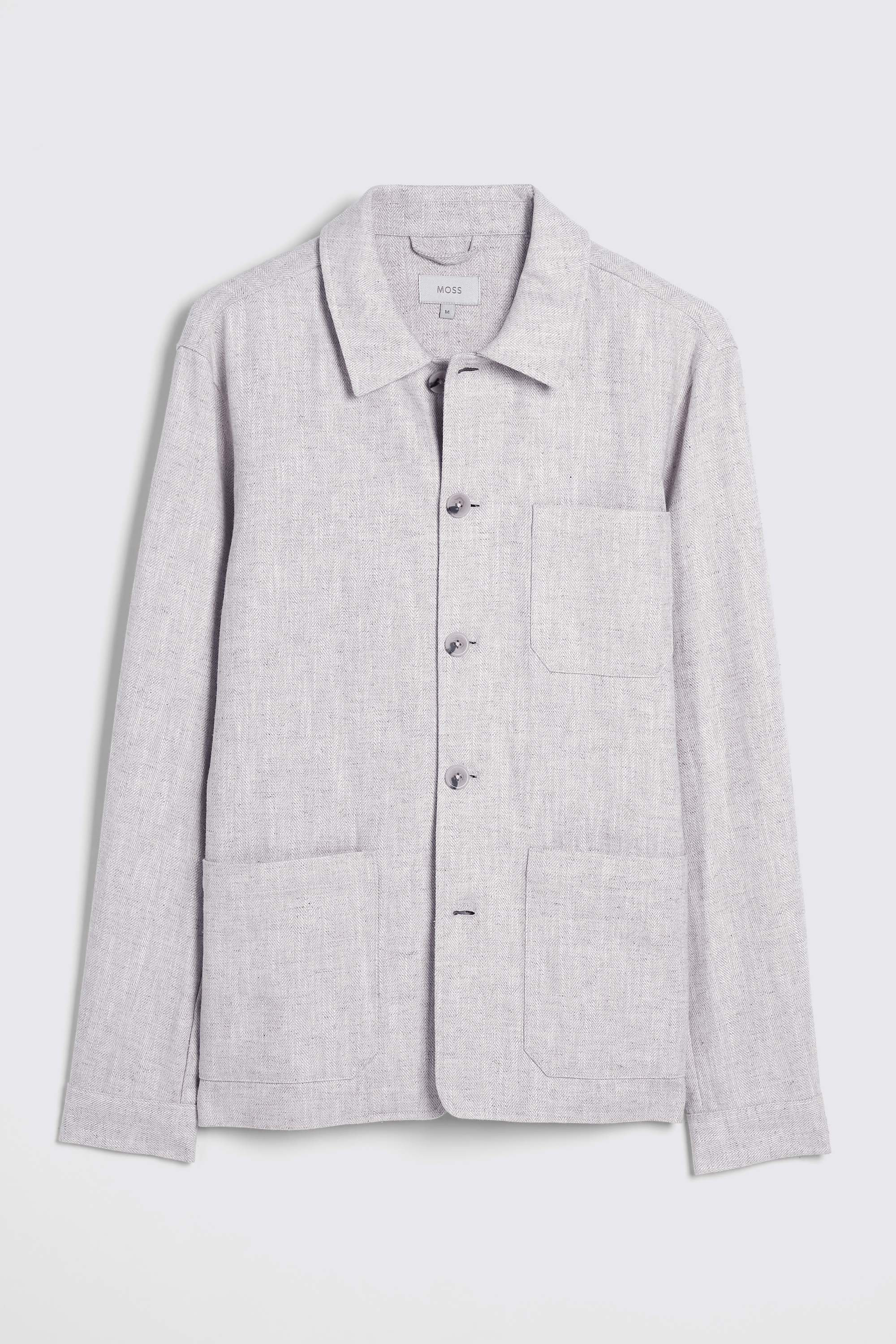 Ecru Herringbone Linen Shacket | Buy Online at Moss