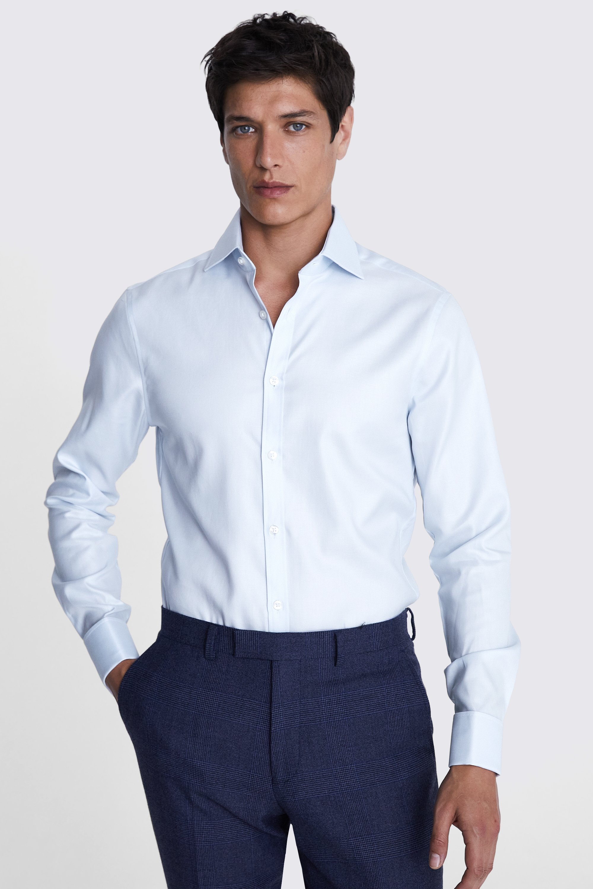 Slim Fit Light Blue Twill Shirt | Buy Online at Moss