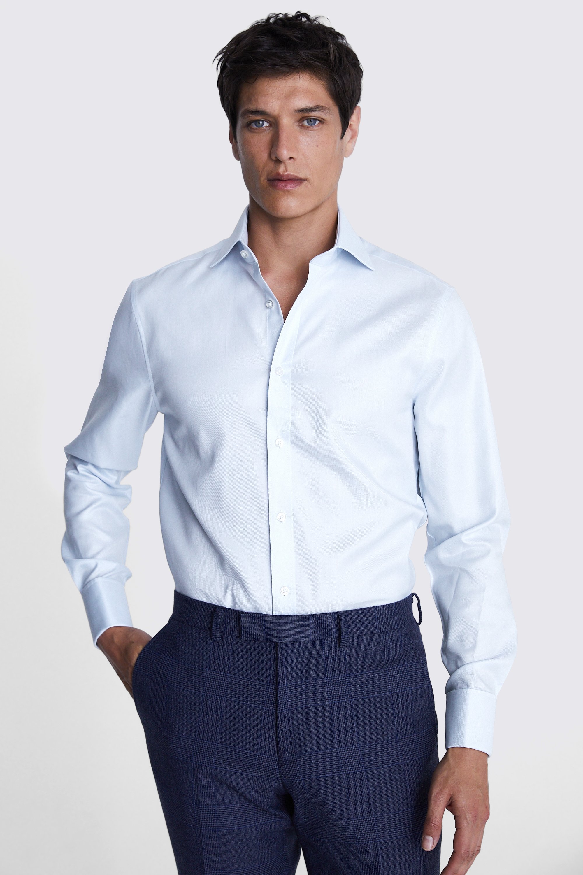 Tailored Fit Light Blue Twill Shirt