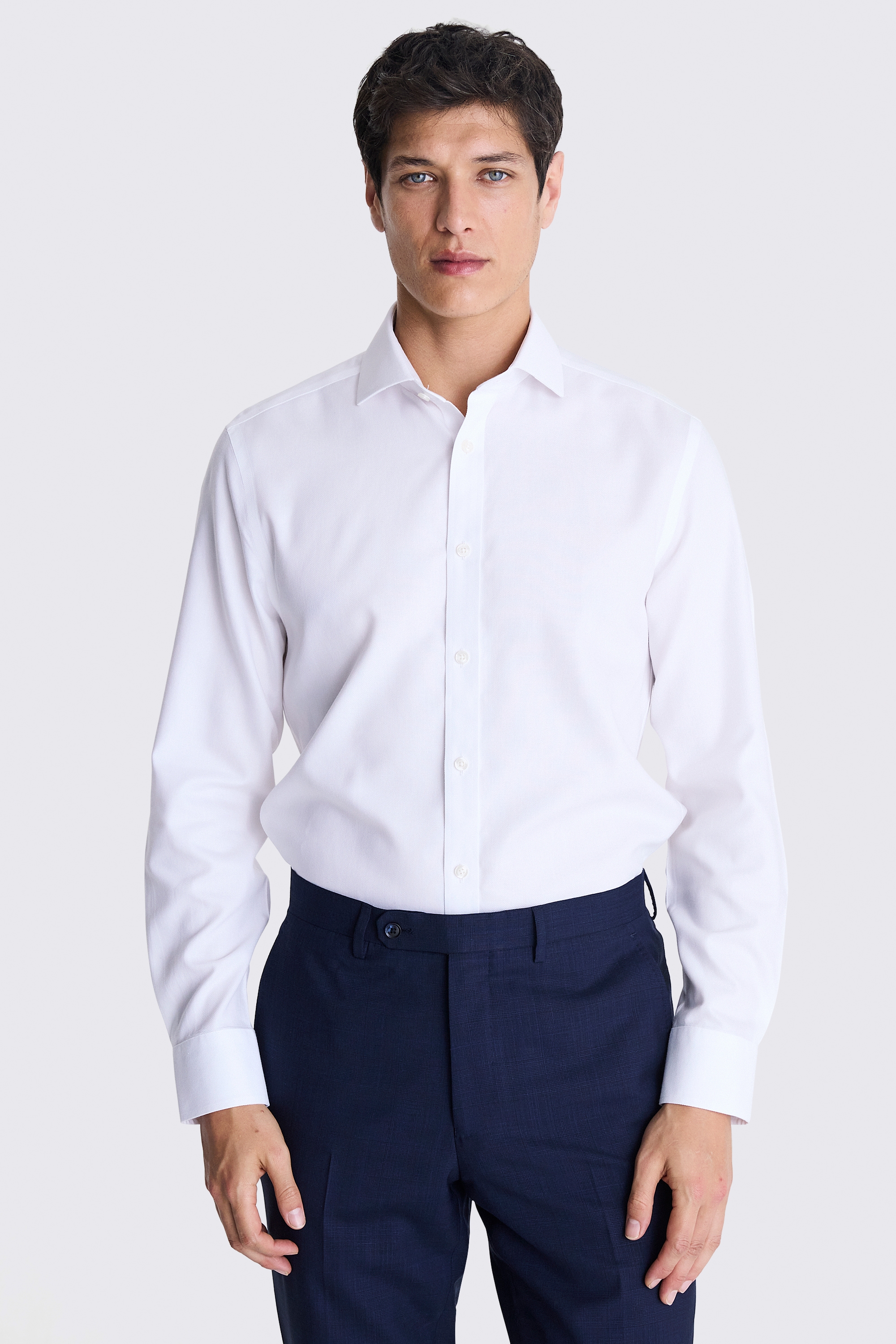 Tailored Fit White Royal Oxford Non Iron Shirt | Buy Online at Moss