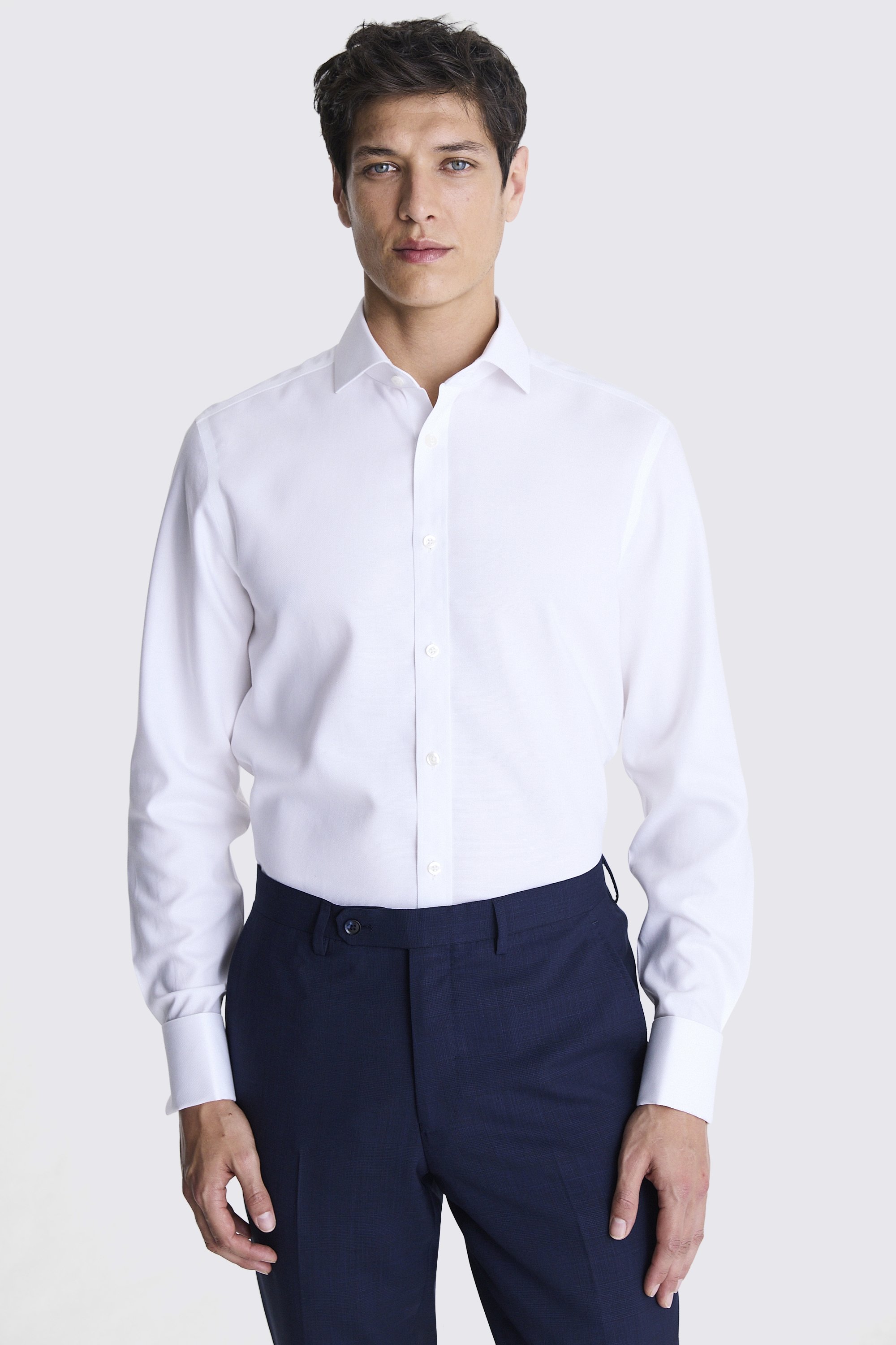 Tailored Fit White Royal Oxford Non Iron Shirt | Buy Online at Moss