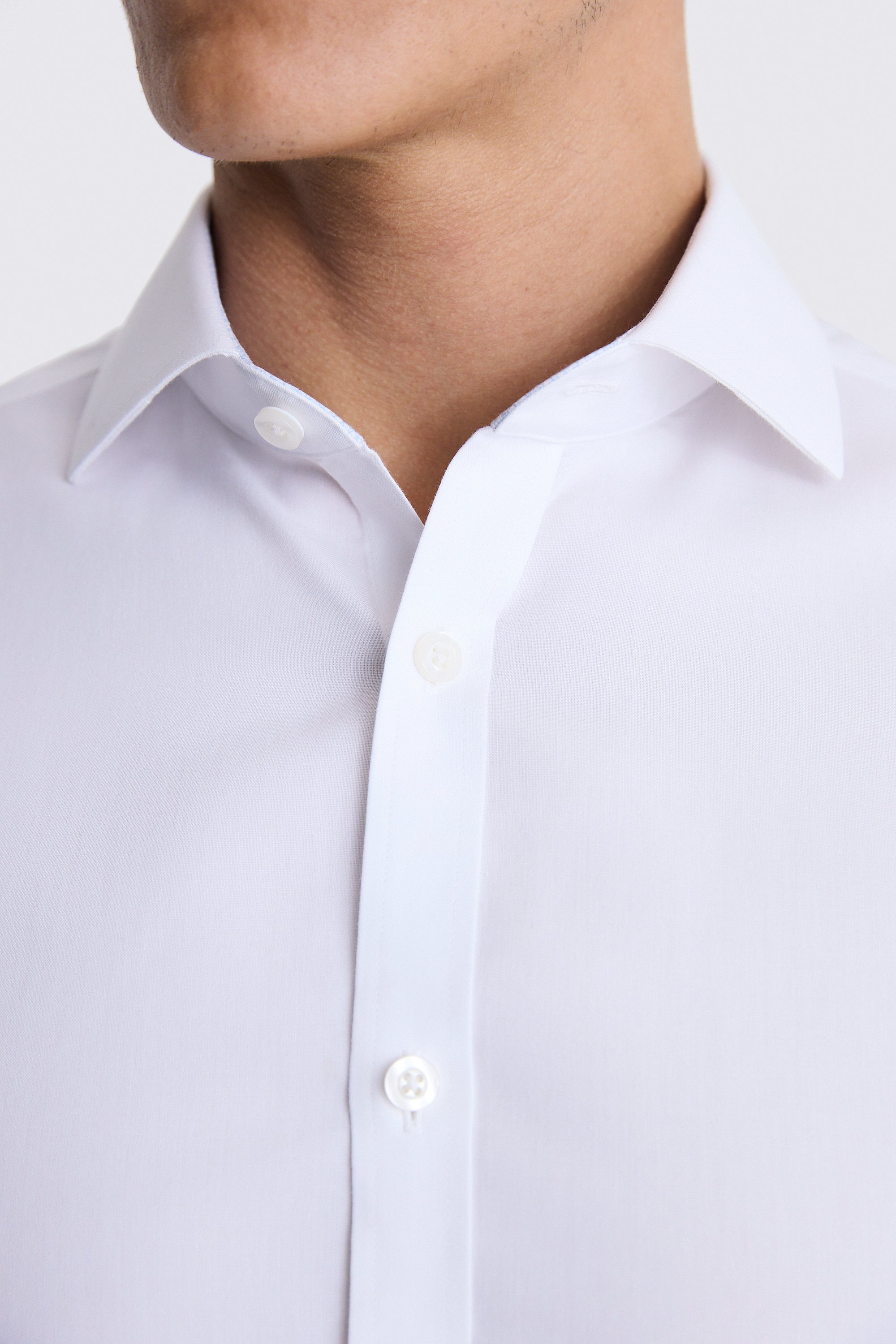 Slim Fit White Pinpoint Oxford Contrast Non Iron Shirt