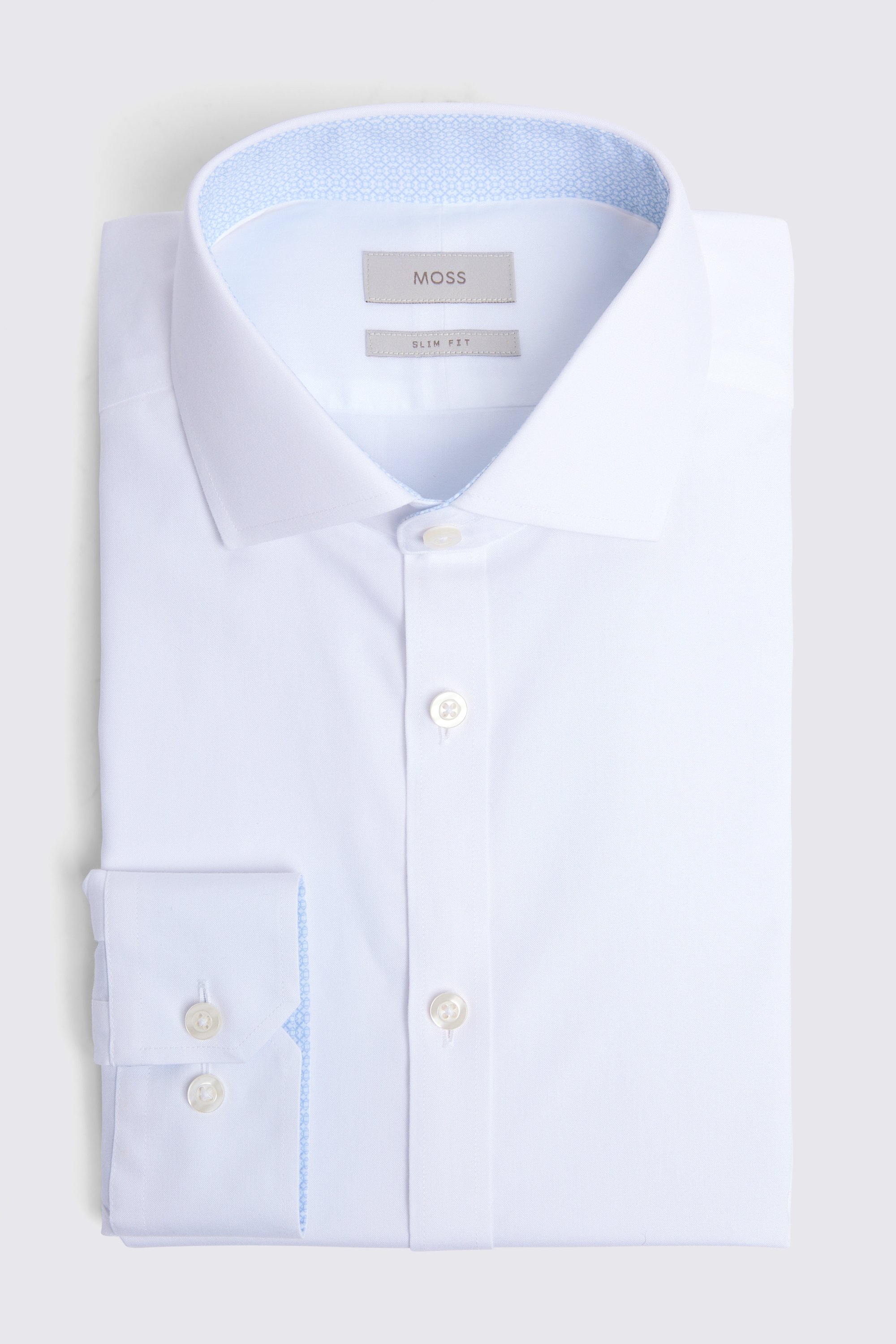 Slim Fit White Pinpoint Oxford Contrast Non Iron Shirt