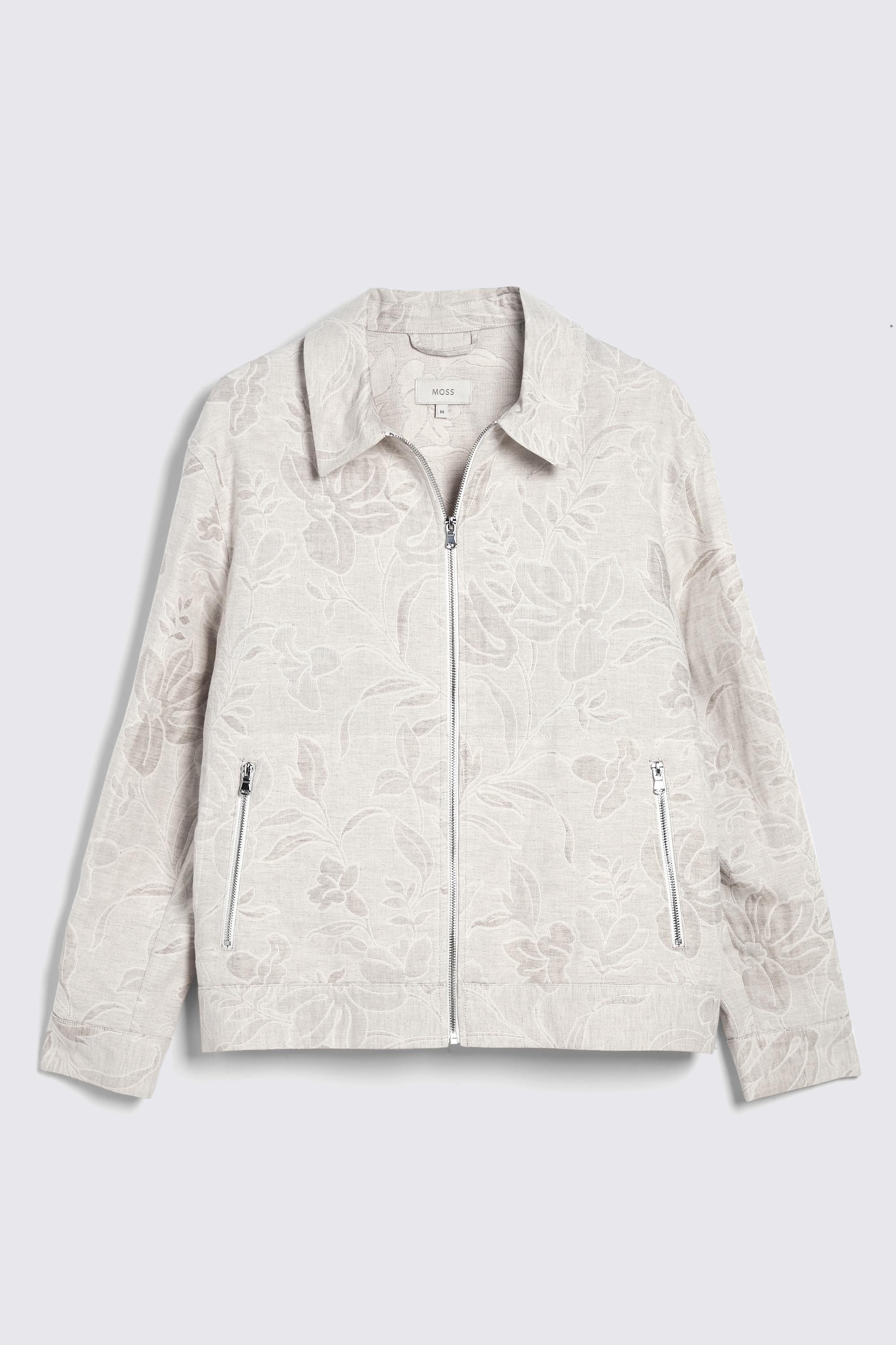 Oatmeal Floral Zip Bomber