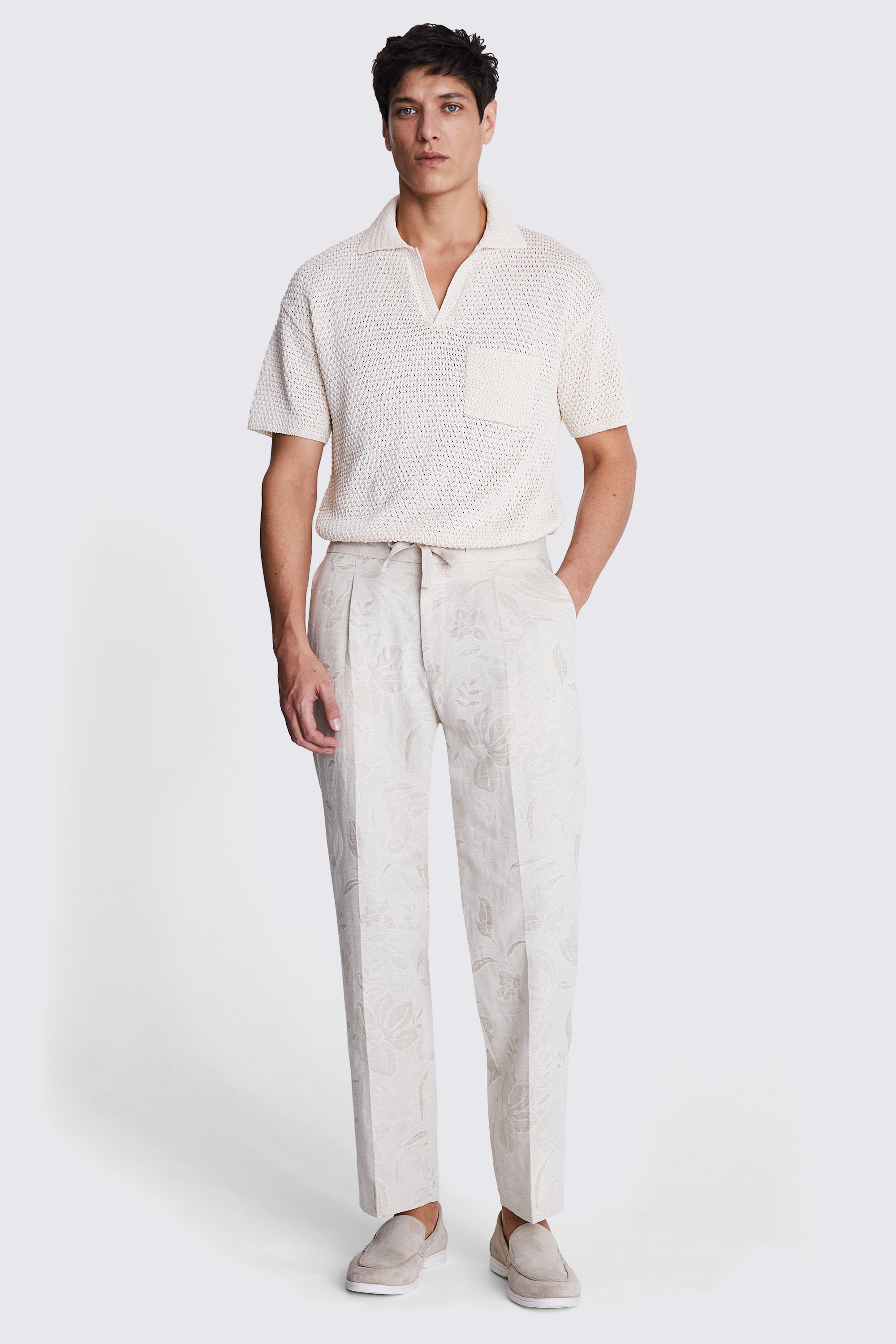 Oatmeal Floral Beach Trousers