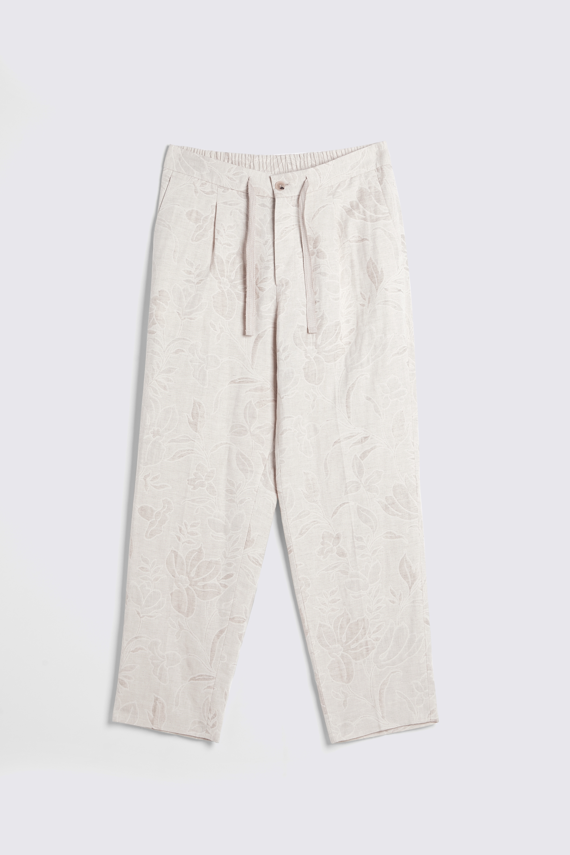 Oatmeal Floral Beach Trousers