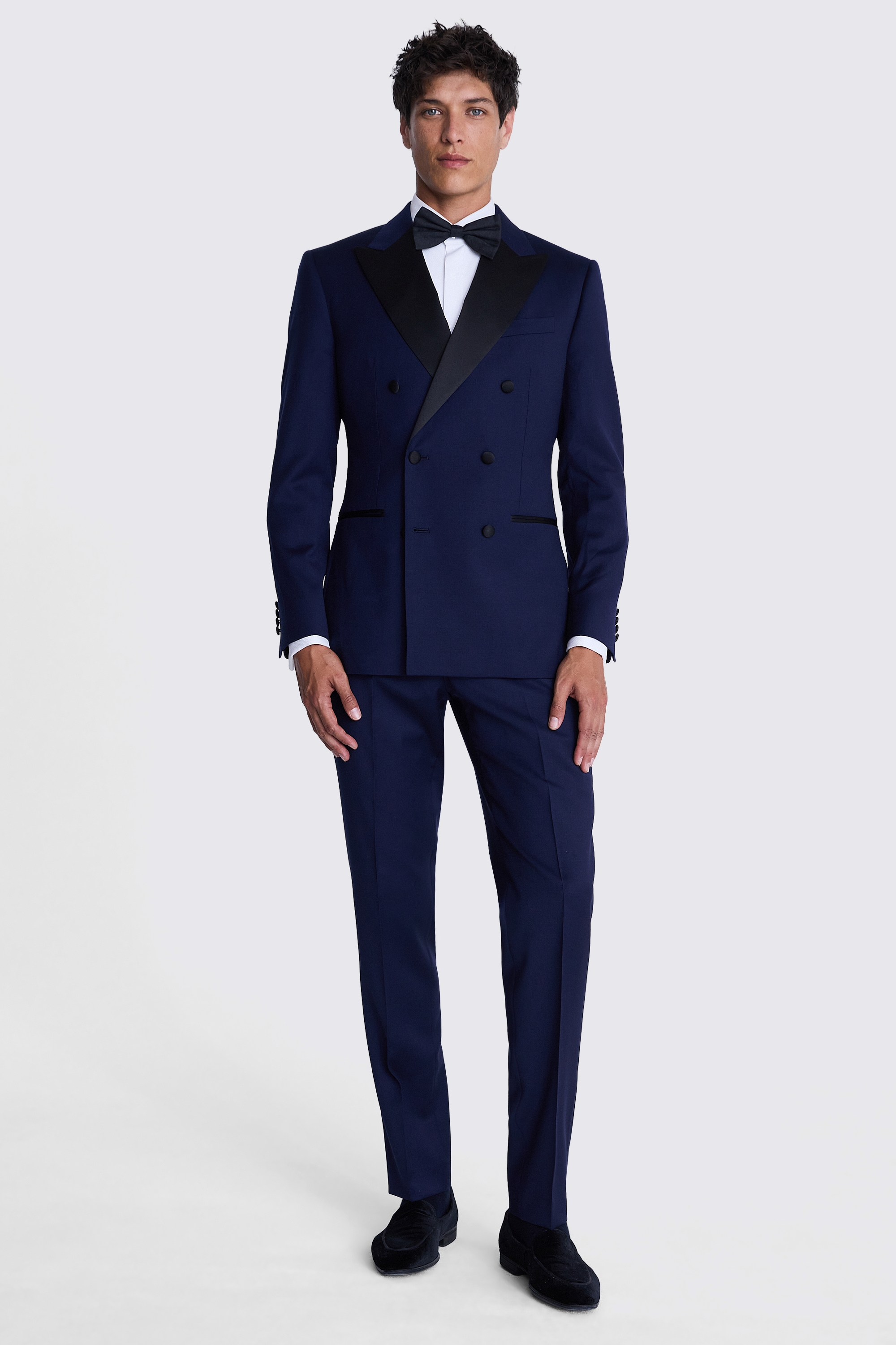Tailored Fit Navy Twill Tuxedo Jacket
