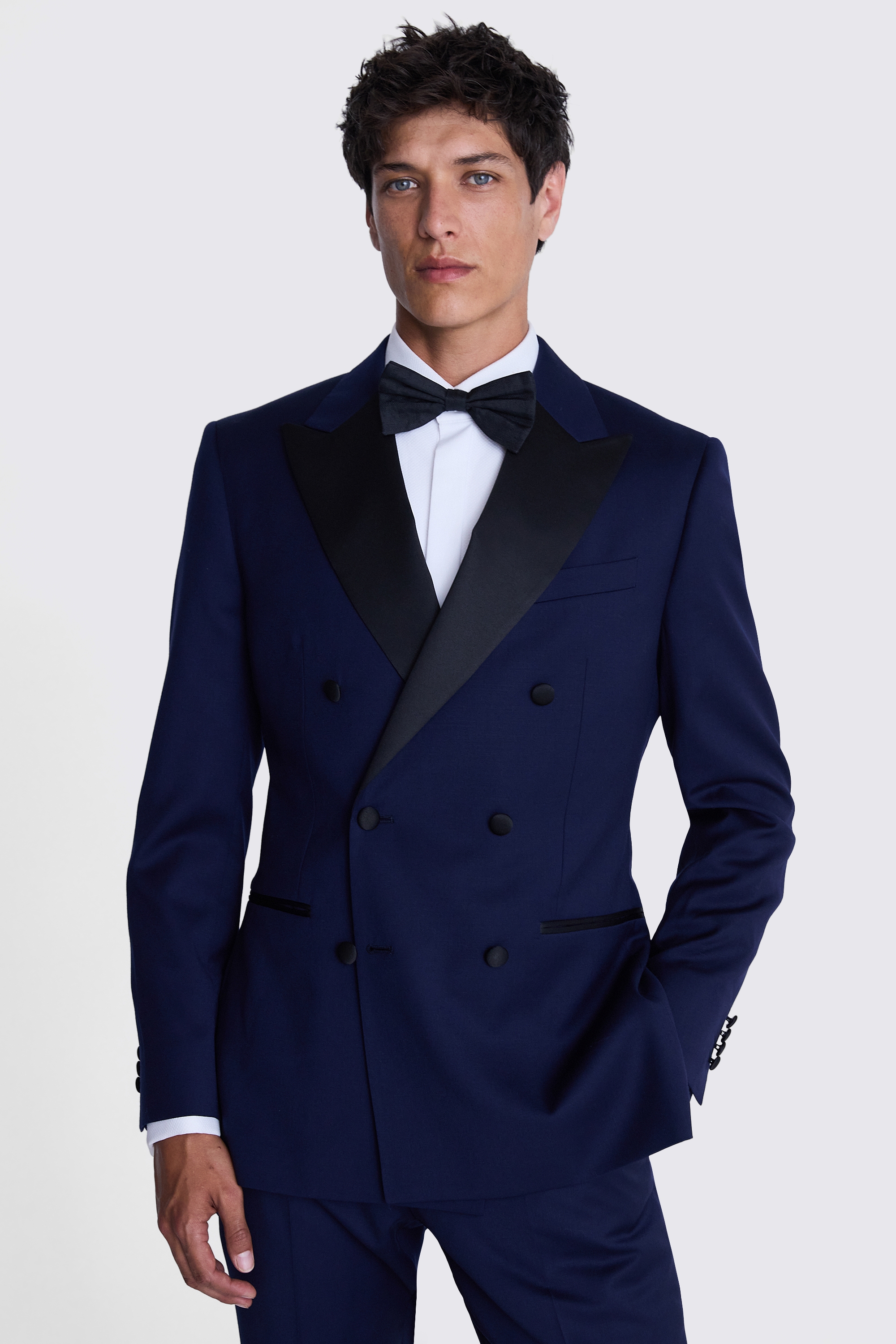 Tailored Fit Navy Twill Tuxedo Jacket