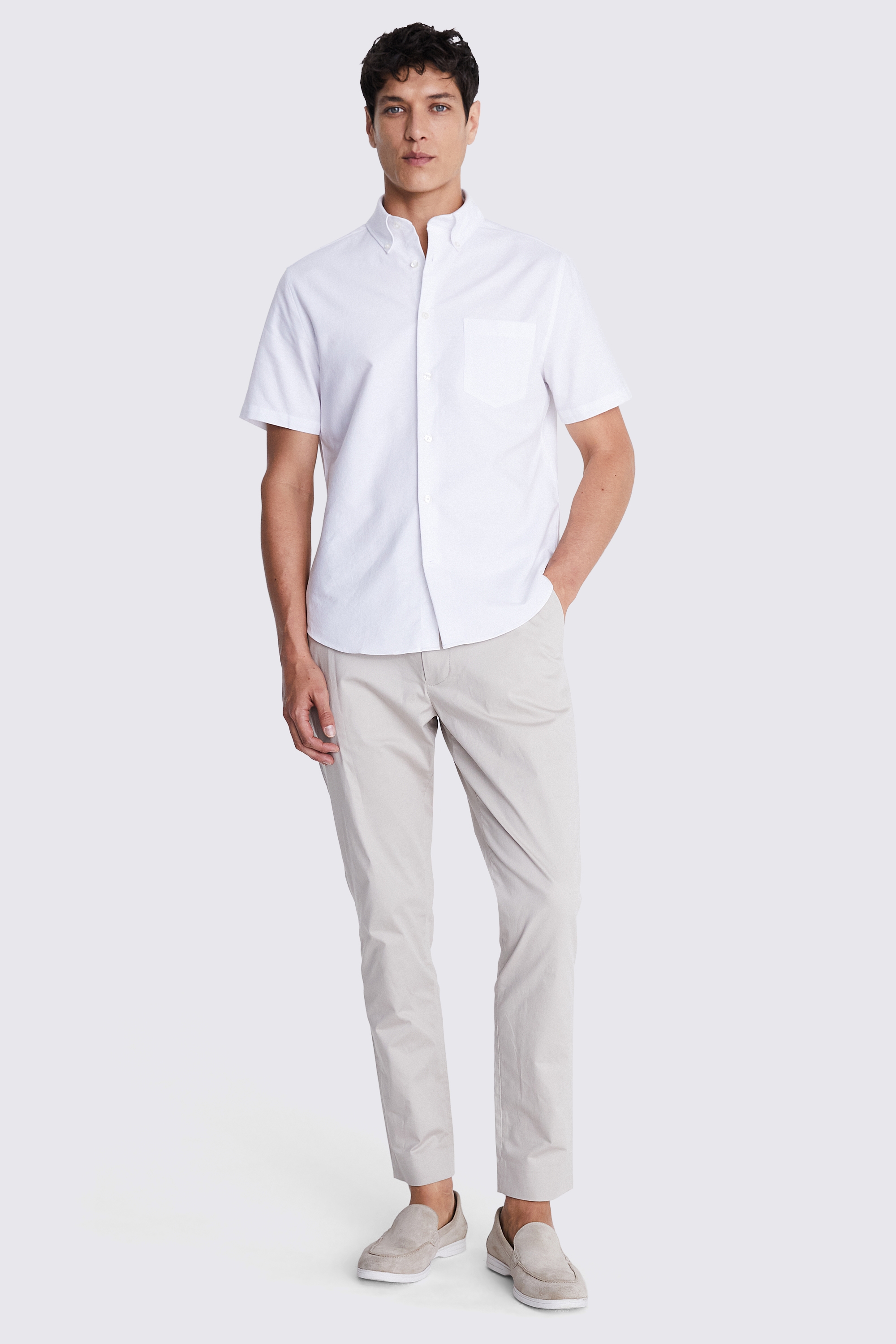 White Short Sleeve Washed Oxford Shirt | Buy Online at Moss