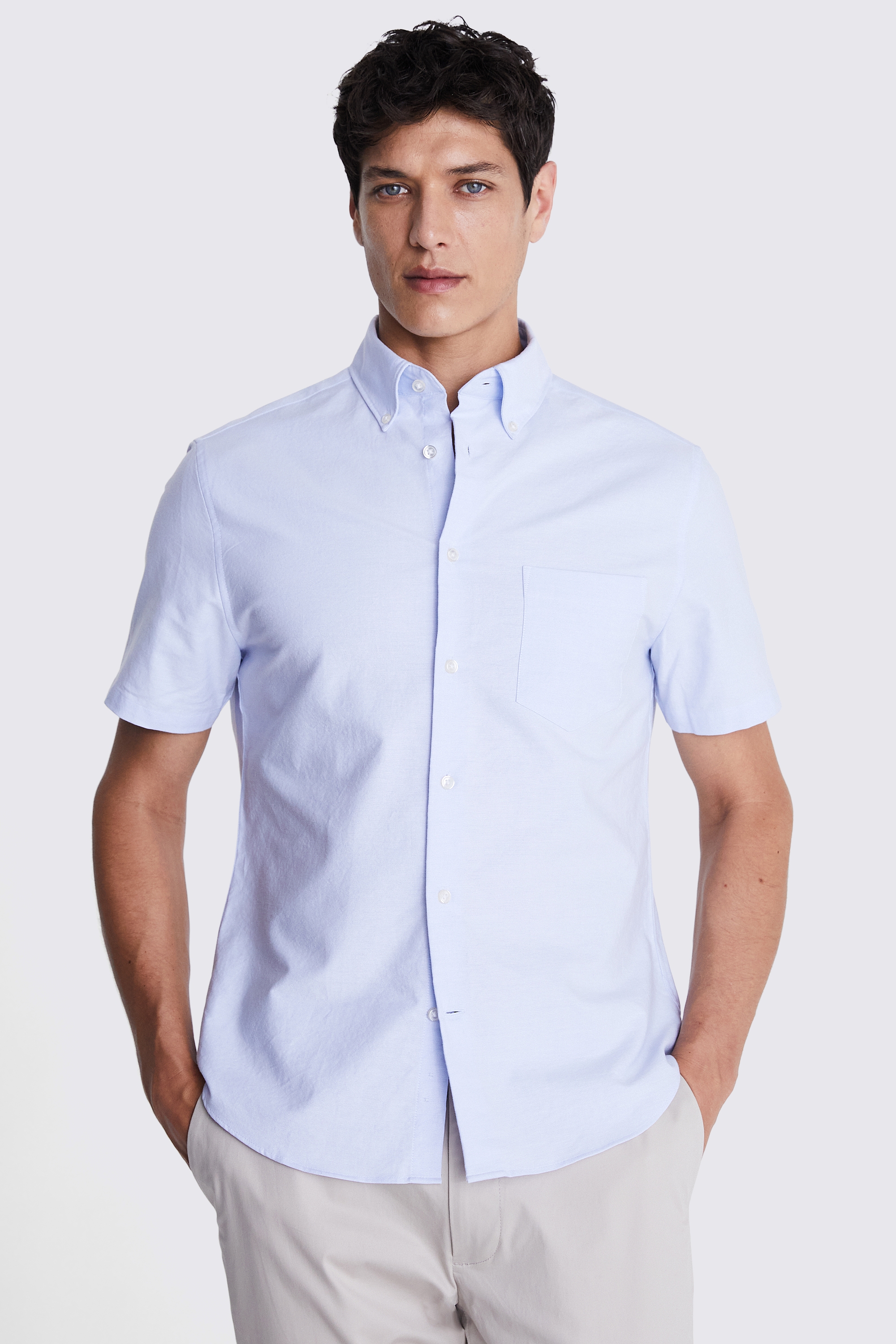 Sky Short Sleeve Washed Oxford Shirt