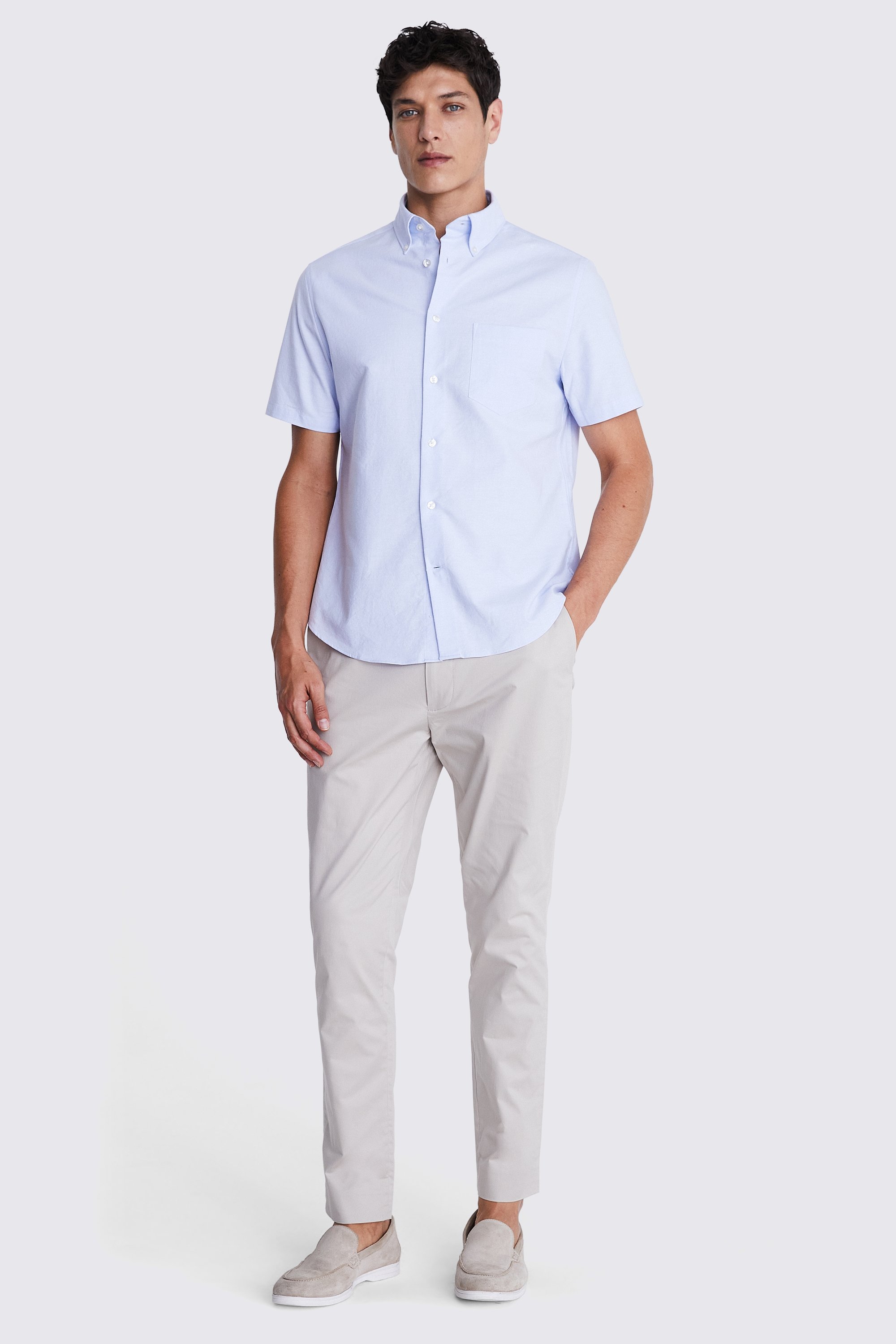 Sky Short Sleeve Washed Oxford Shirt
