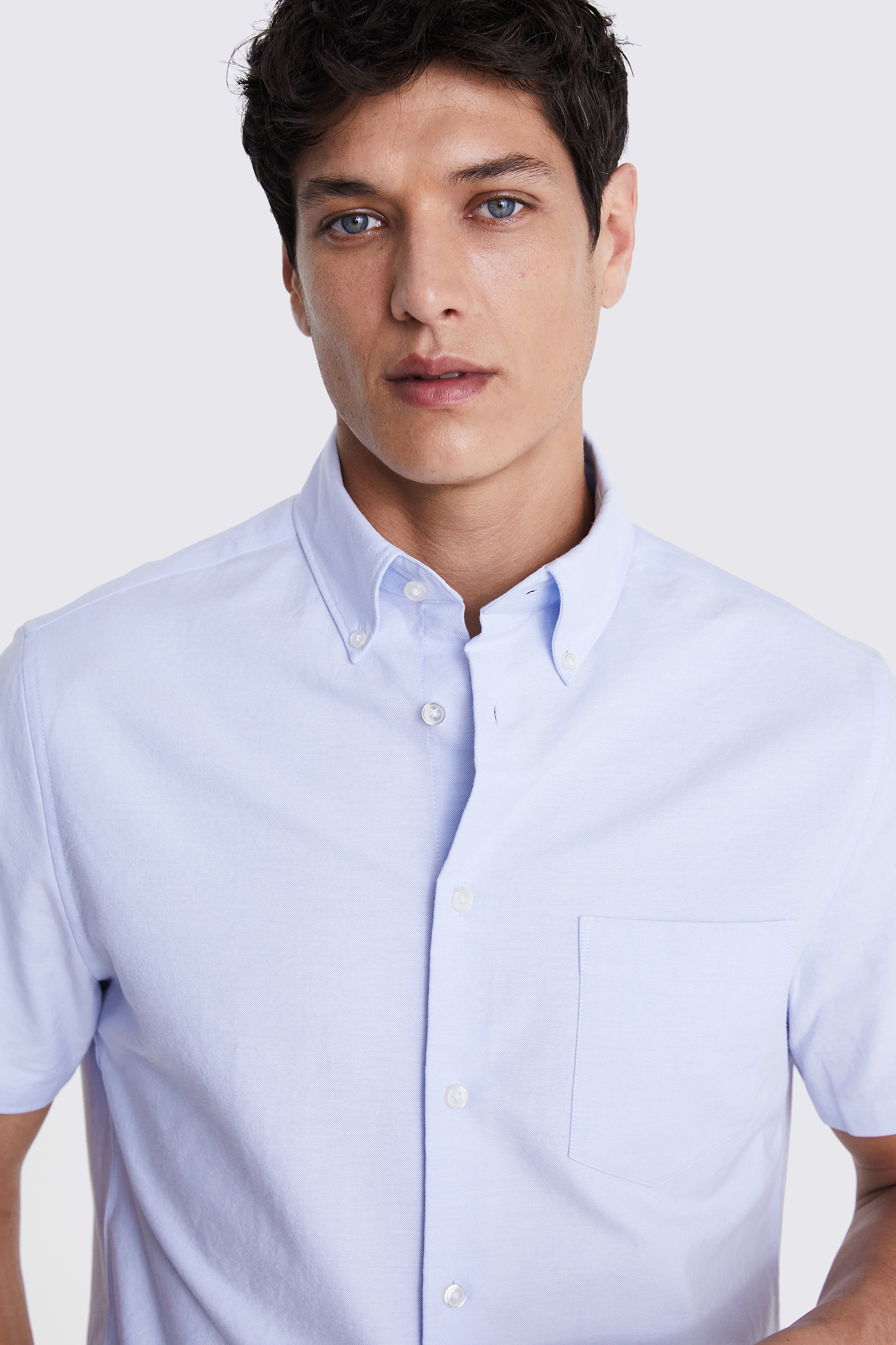 Sky Short Sleeve Washed Oxford Shirt