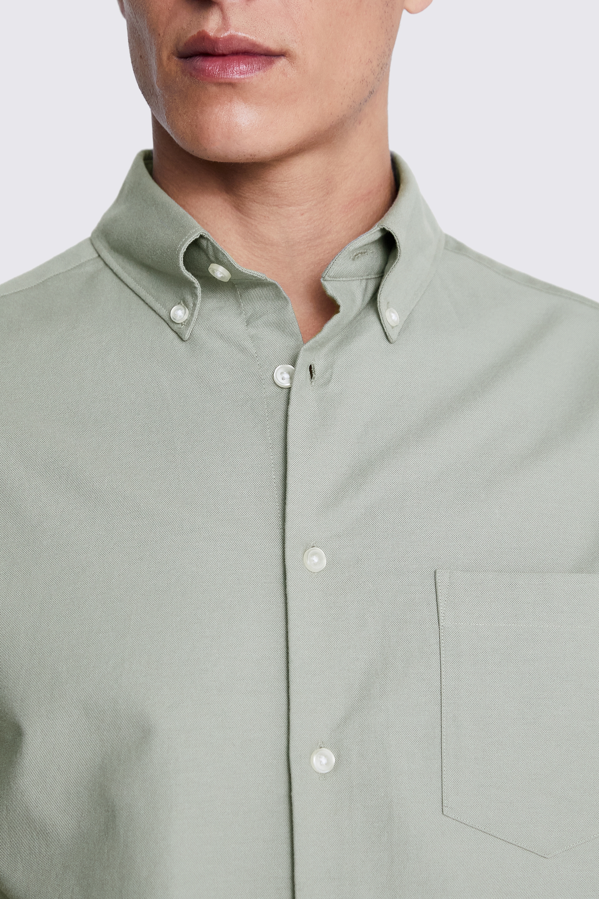 Sage Short Sleeve Washed Oxford Shirt