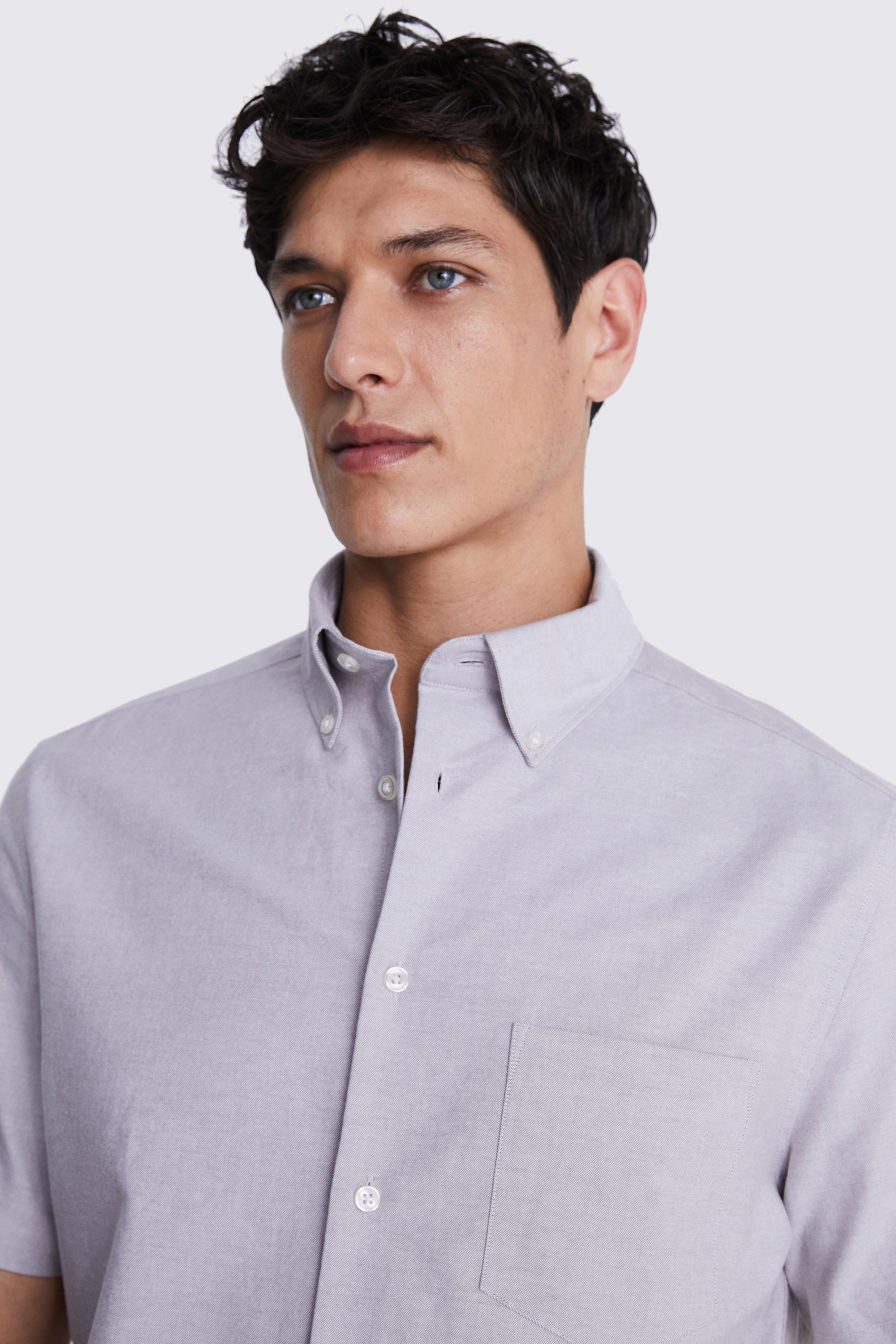 Light Taupe Short Sleeve Washed Oxford Shirt