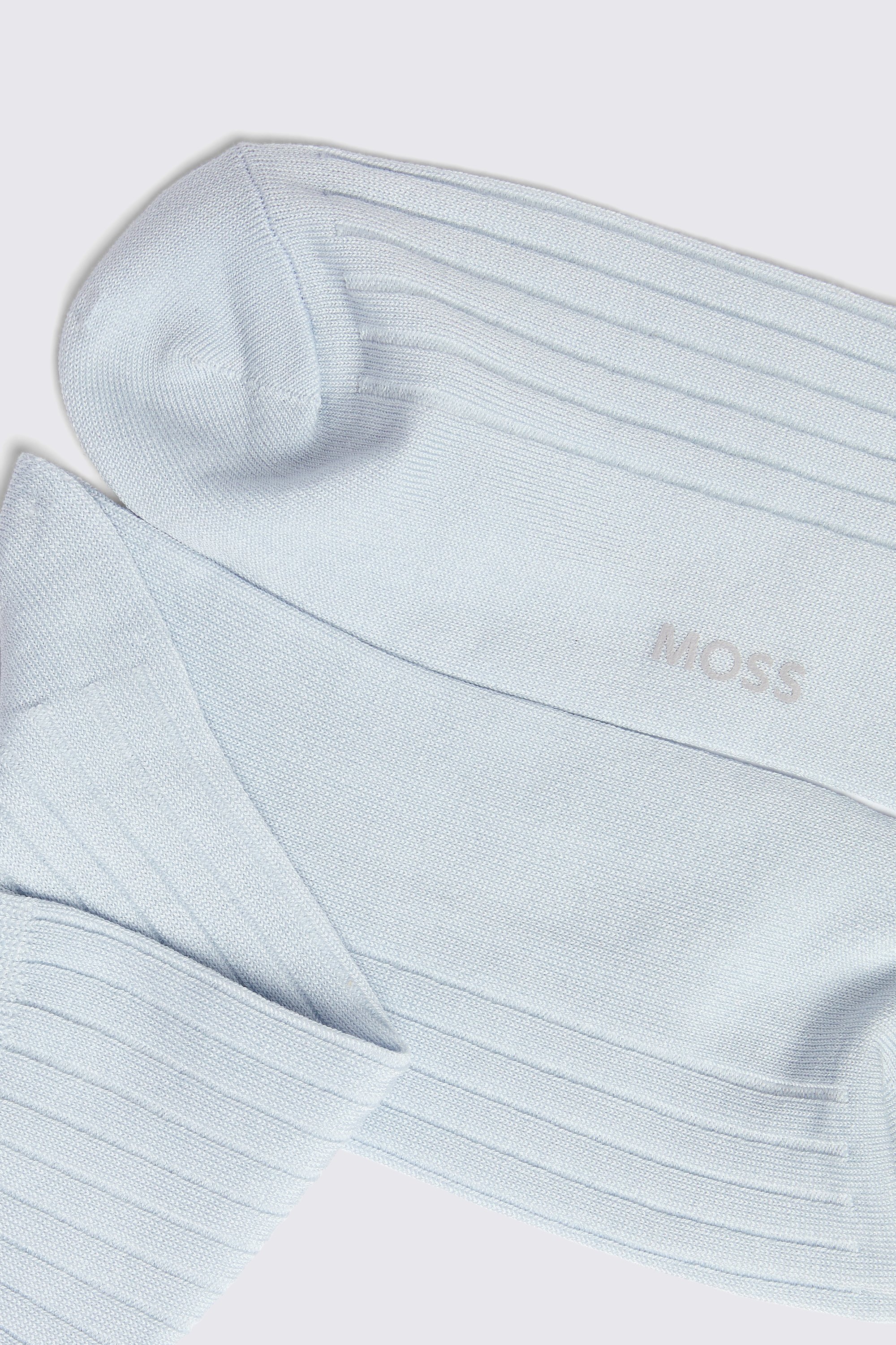 Light Blue Fine Ribbed Socks