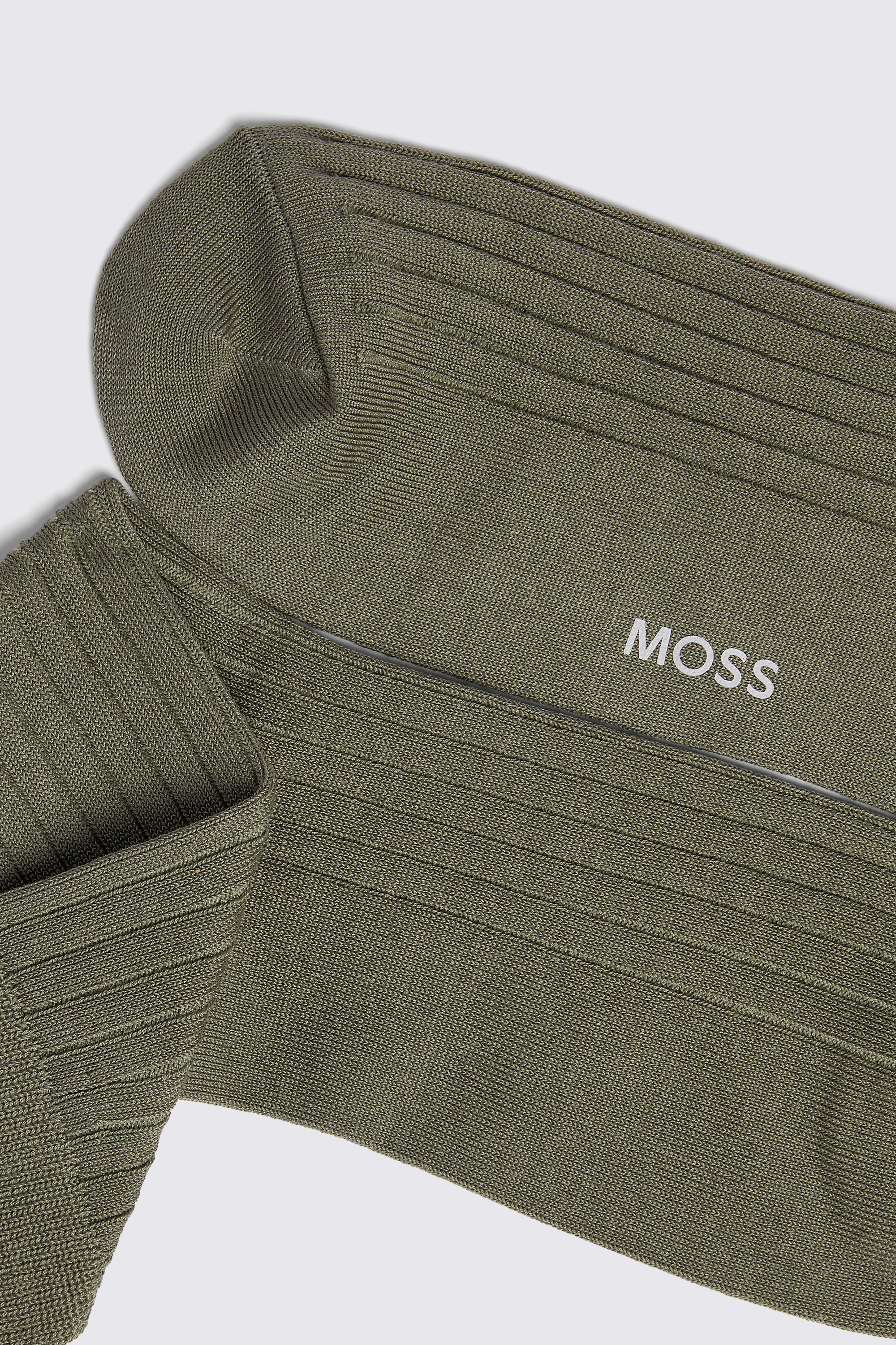 Sage Fine Ribbed Socks
