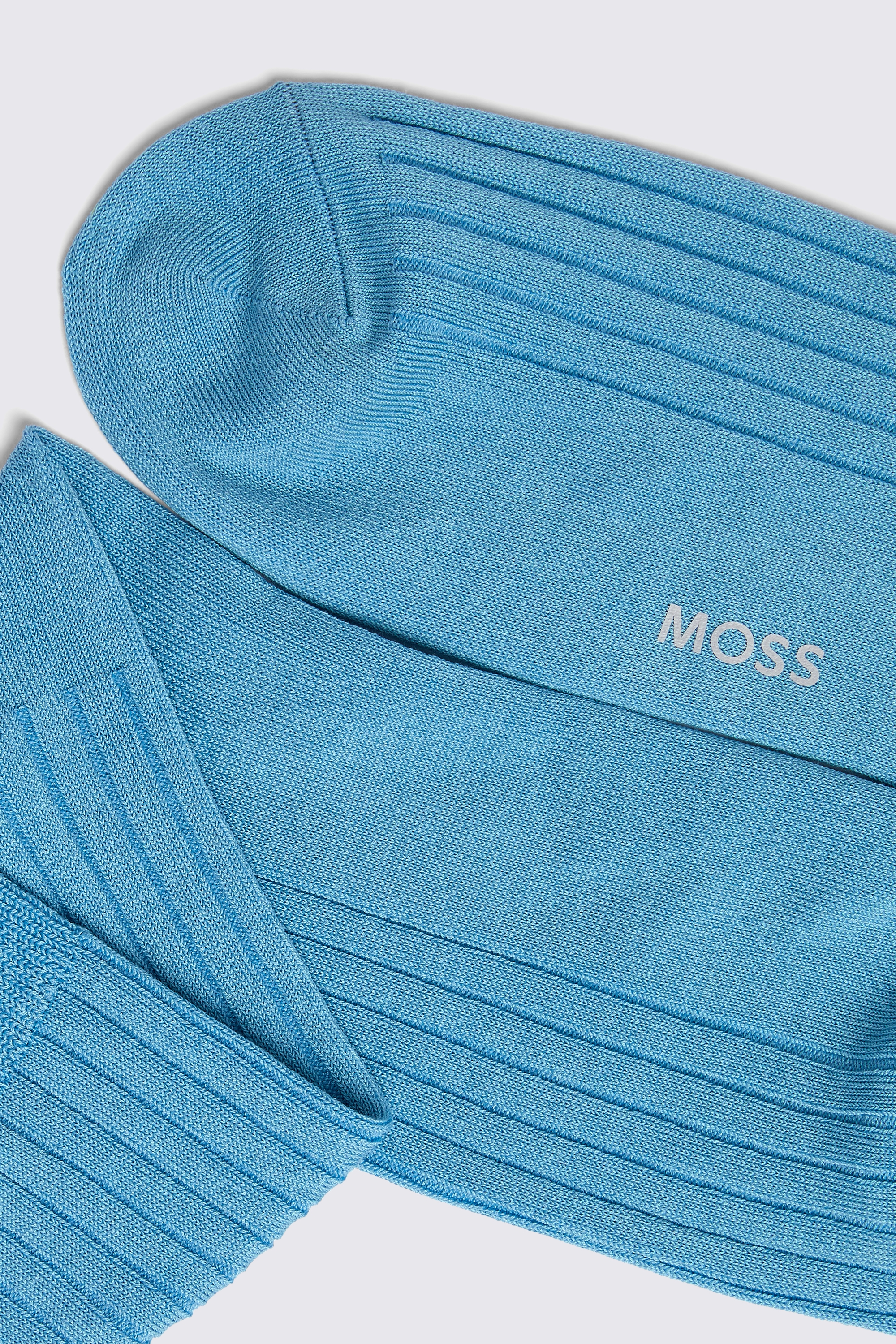 Sky Blue Fine Ribbed Socks