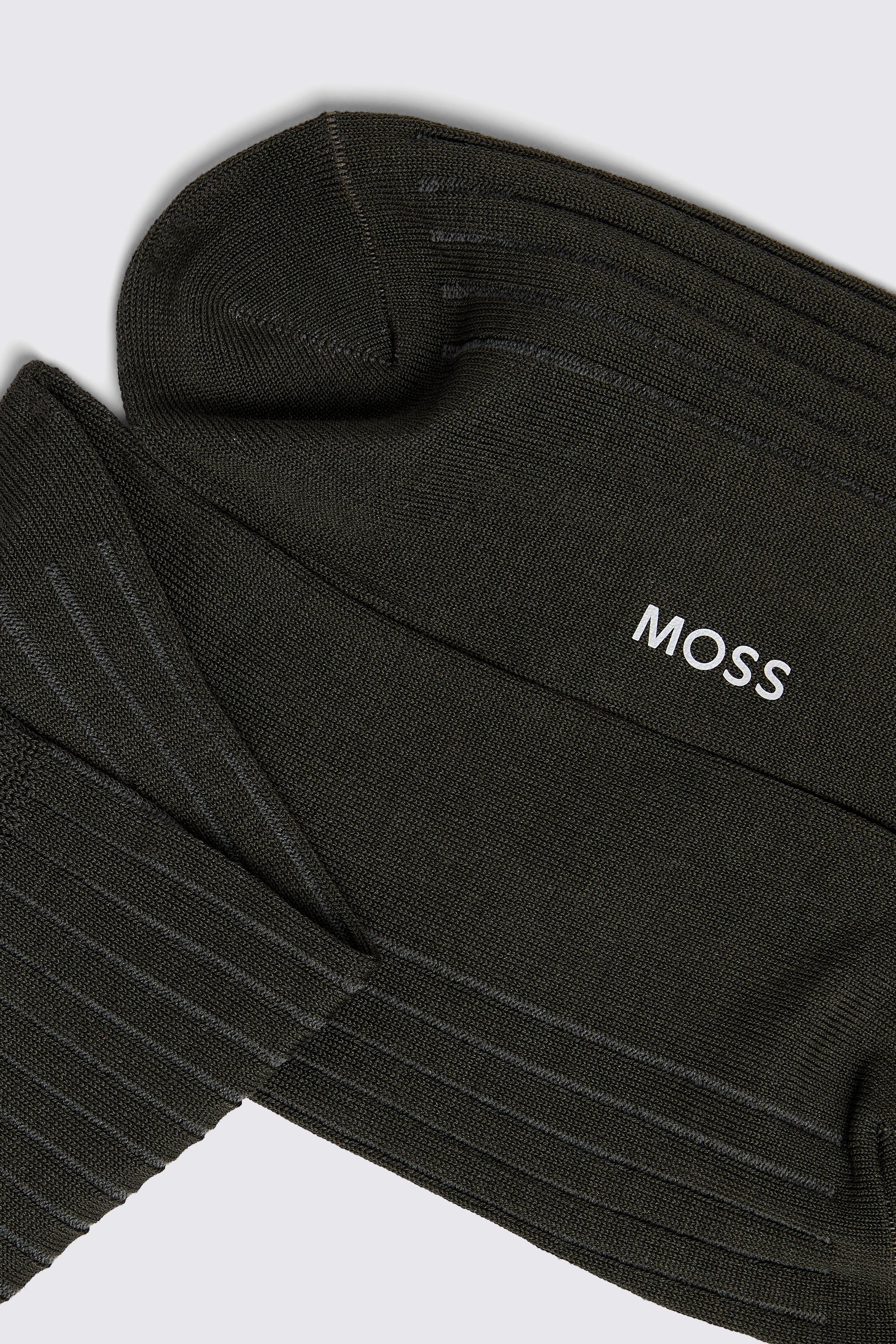 Dark Olive Fine Ribbed Socks