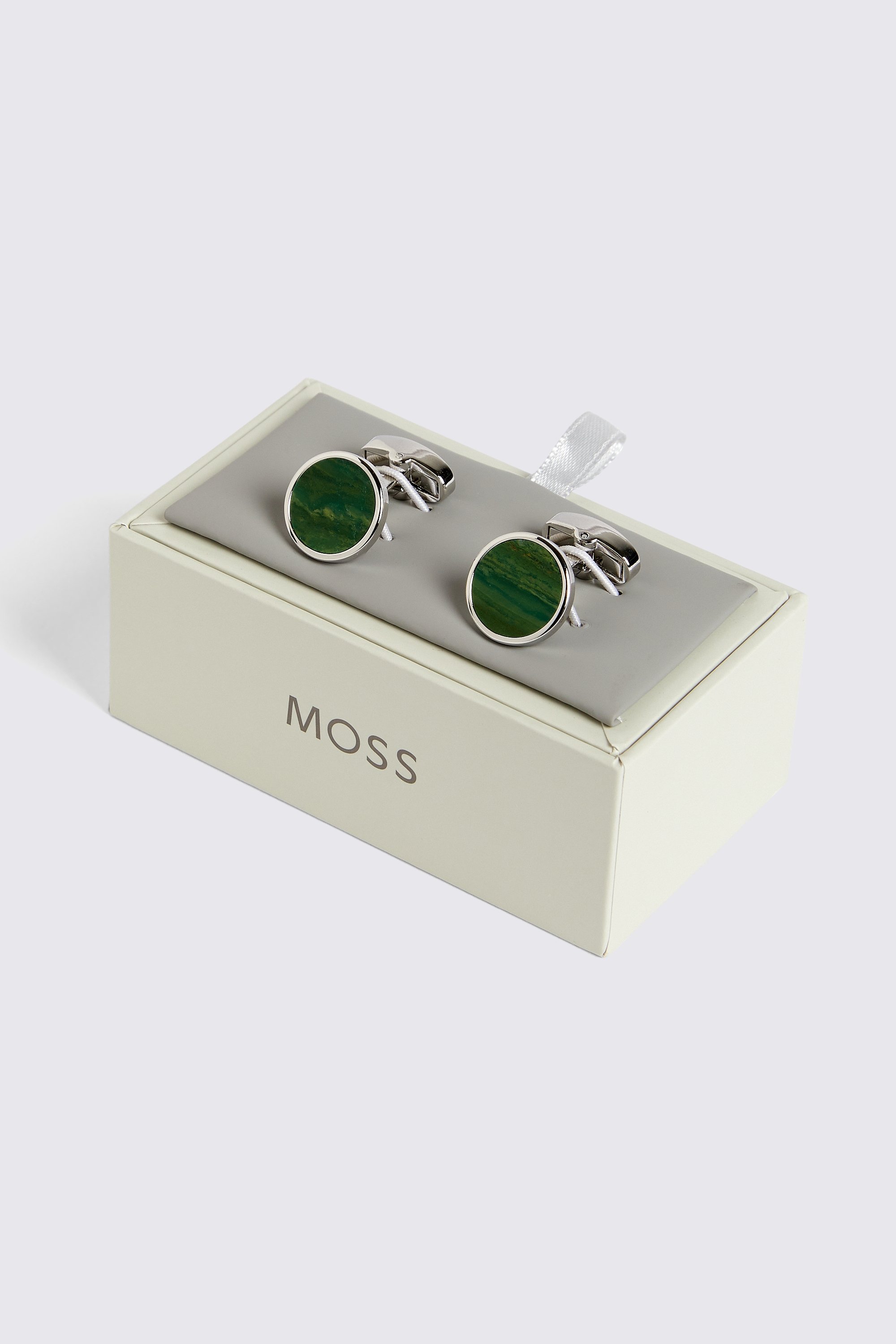 Jade Stone Round Cufflinks