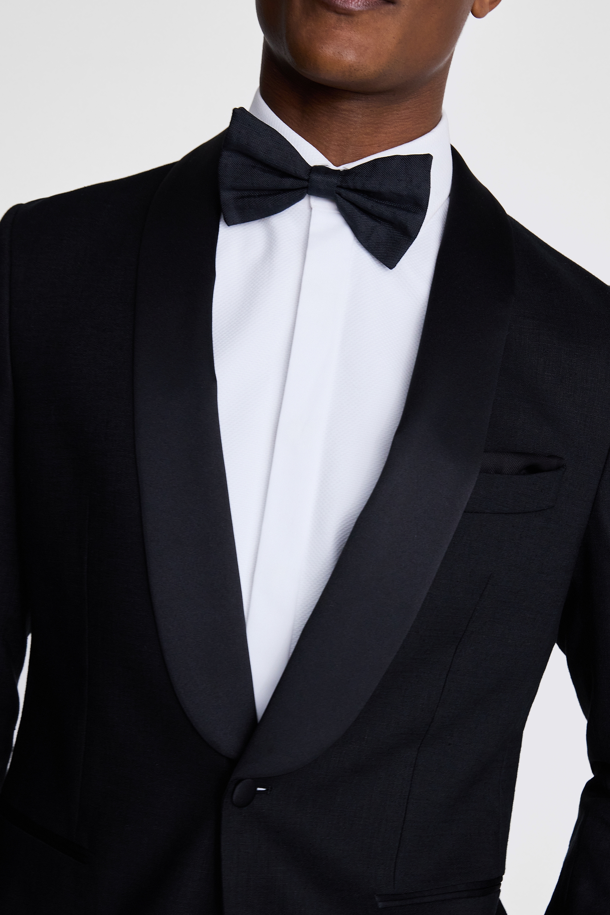 Custom Made black linen shawl tuxedo jacket