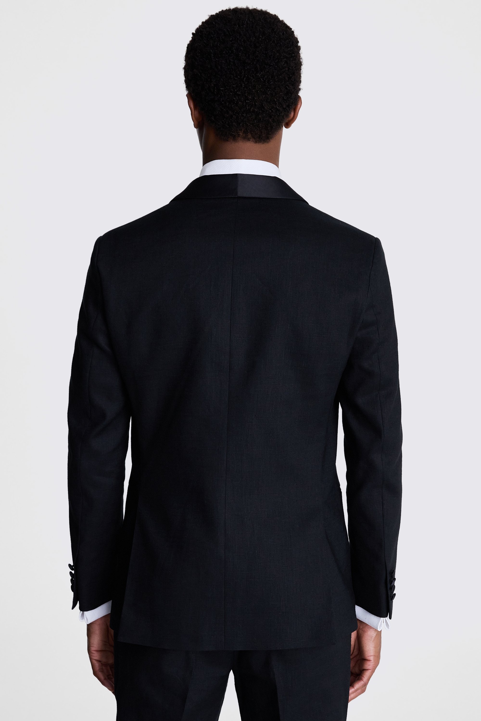 Custom Made black linen shawl tuxedo jacket