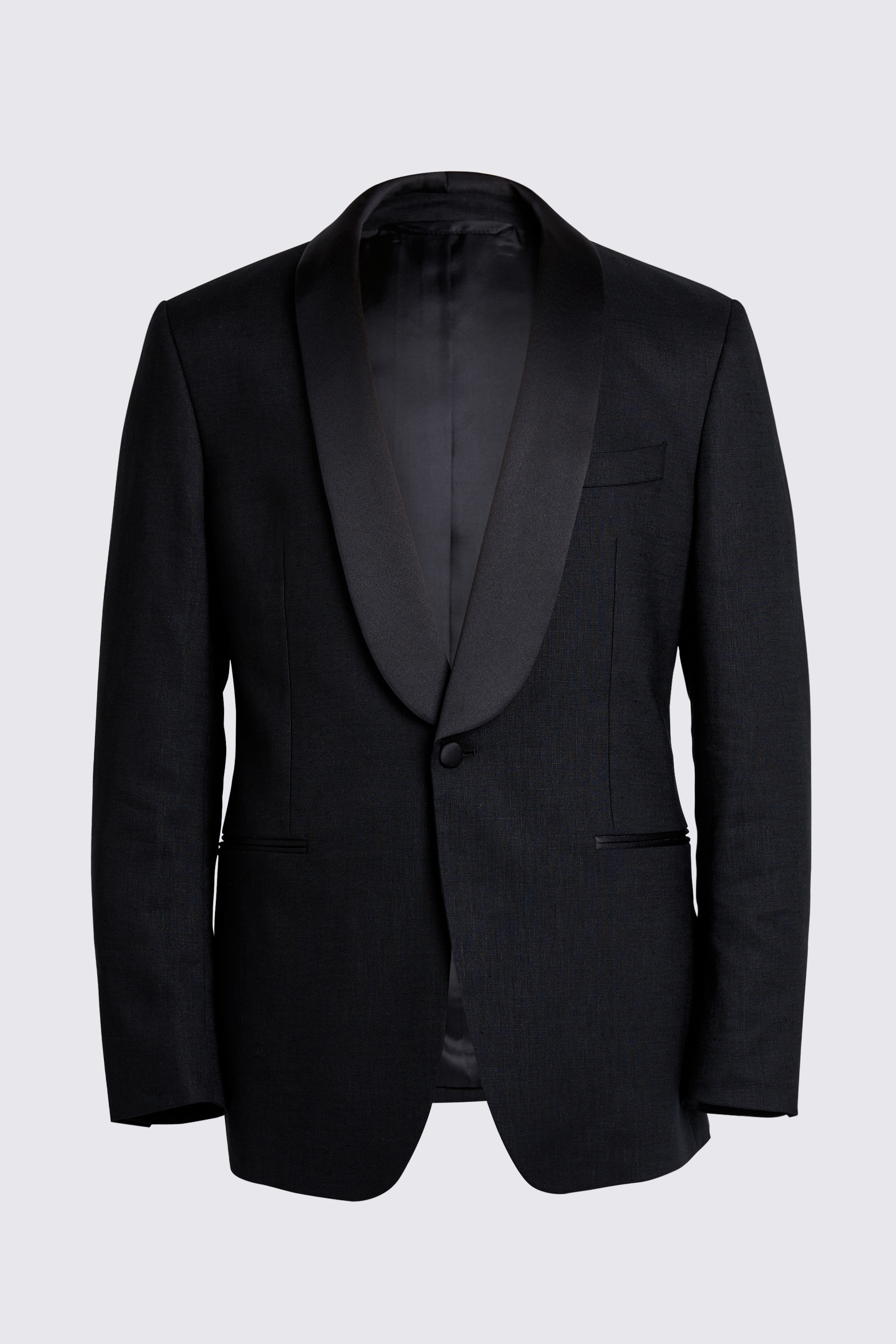 Custom Made black linen shawl tuxedo jacket
