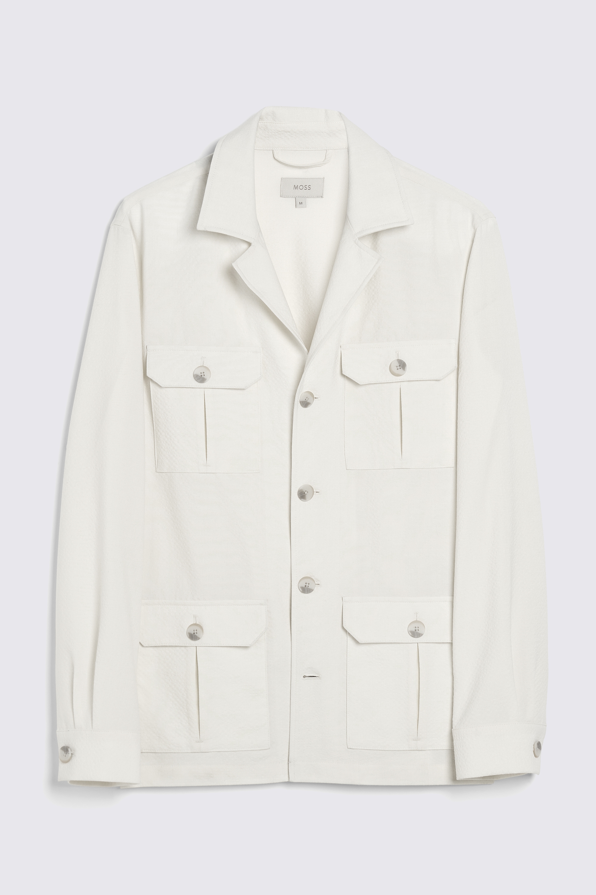 Ecru Seersucker Safari Shacket