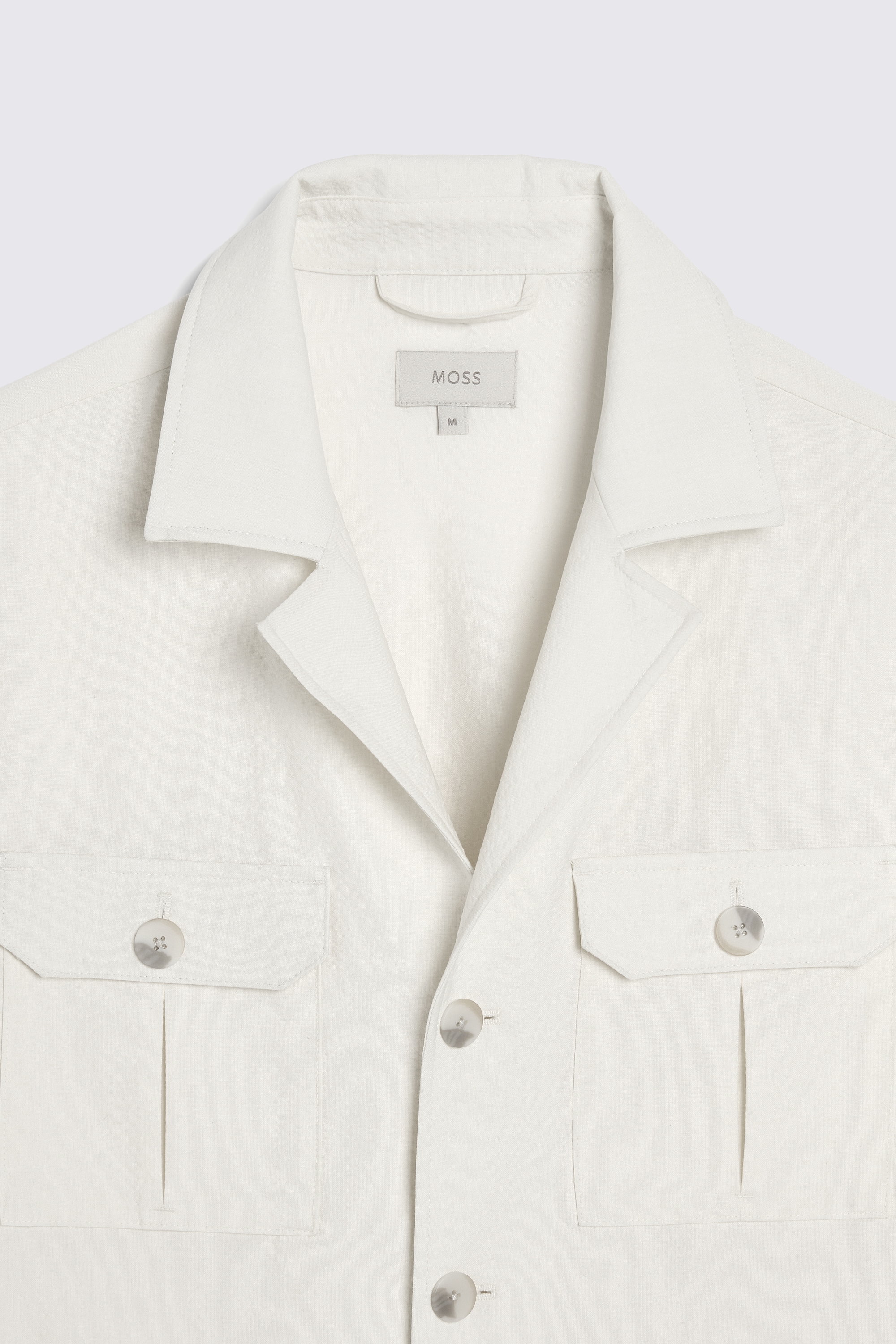 Ecru Seersucker Safari Shacket