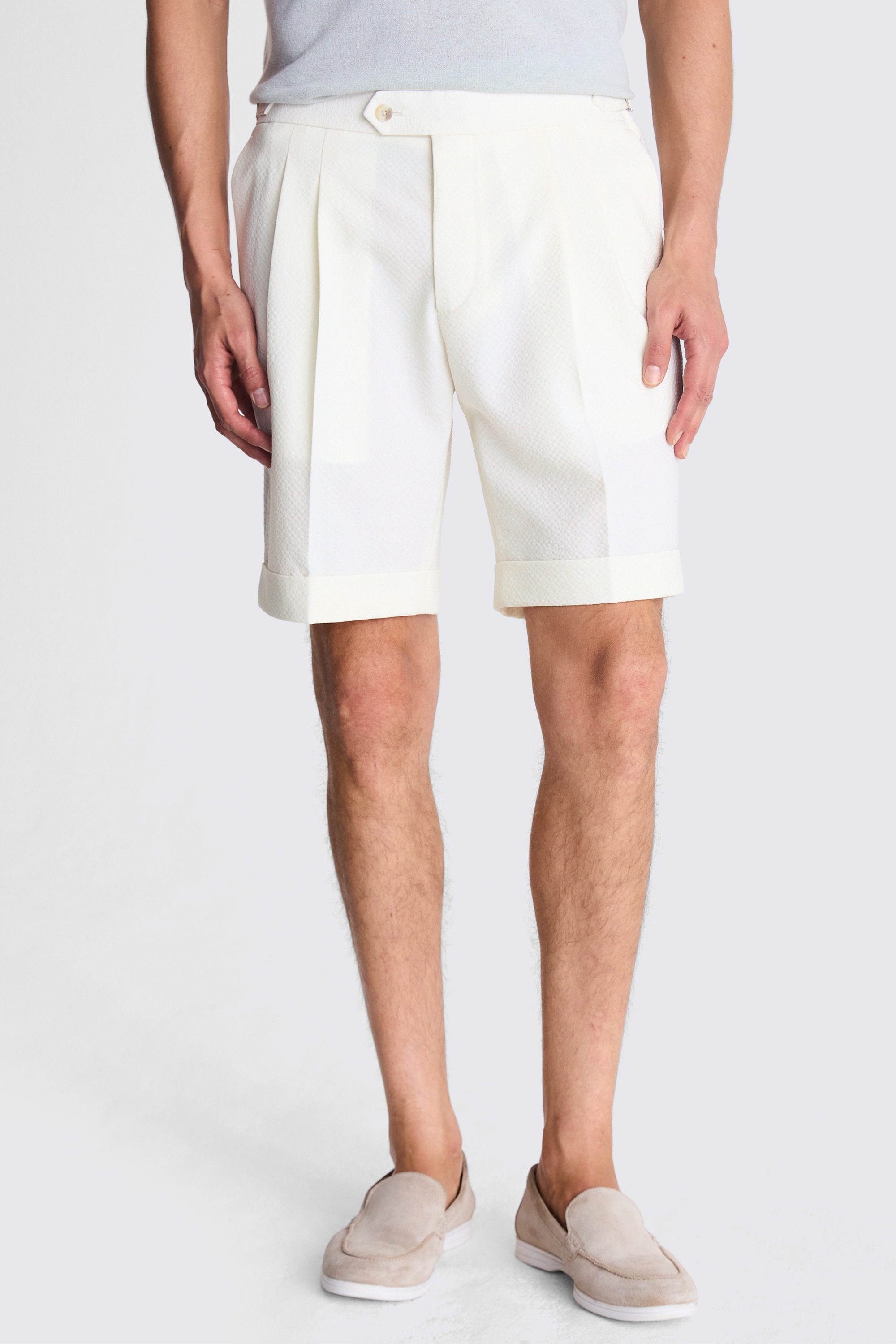 Ecru Seersucker Shorts