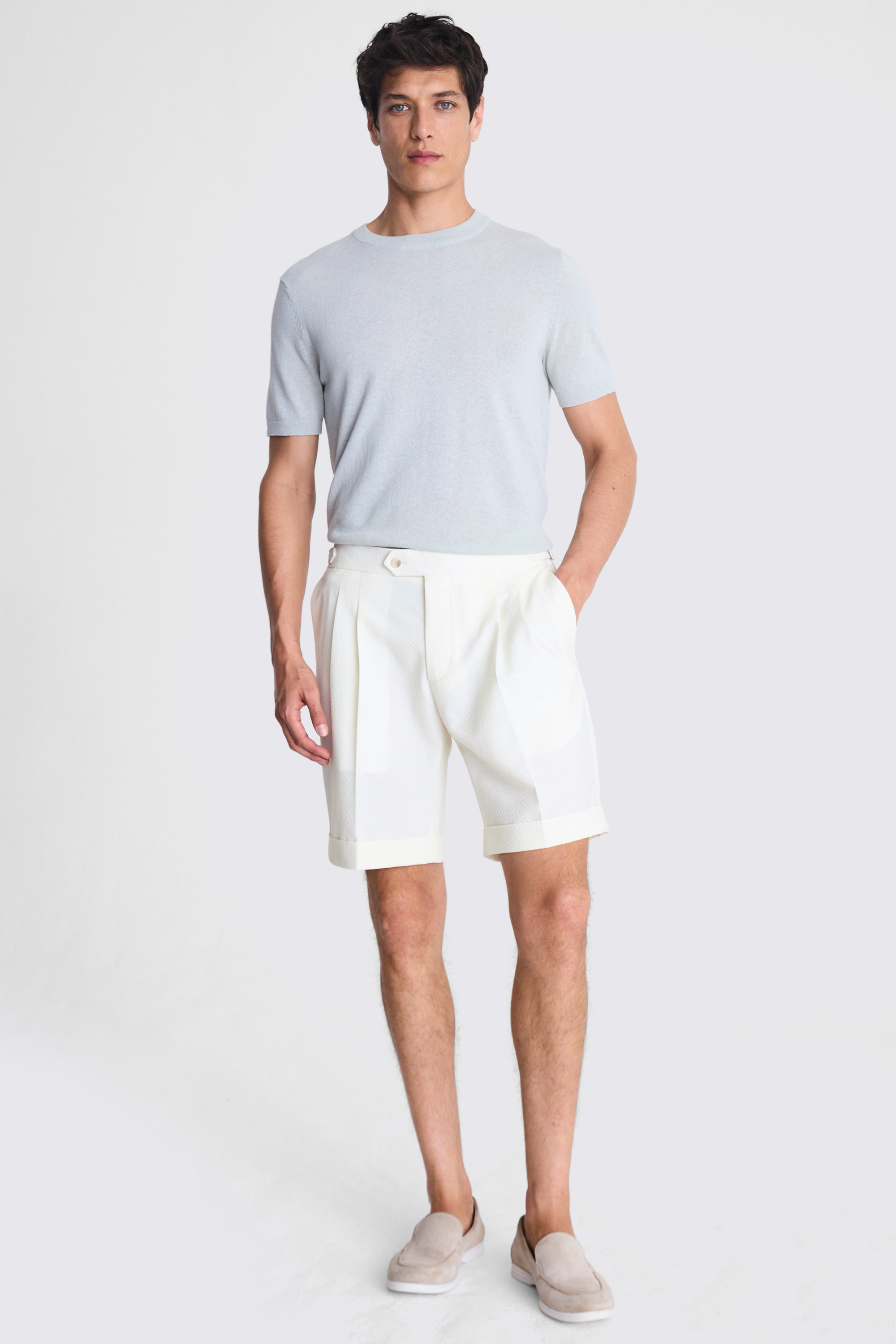 Ecru Seersucker Shorts