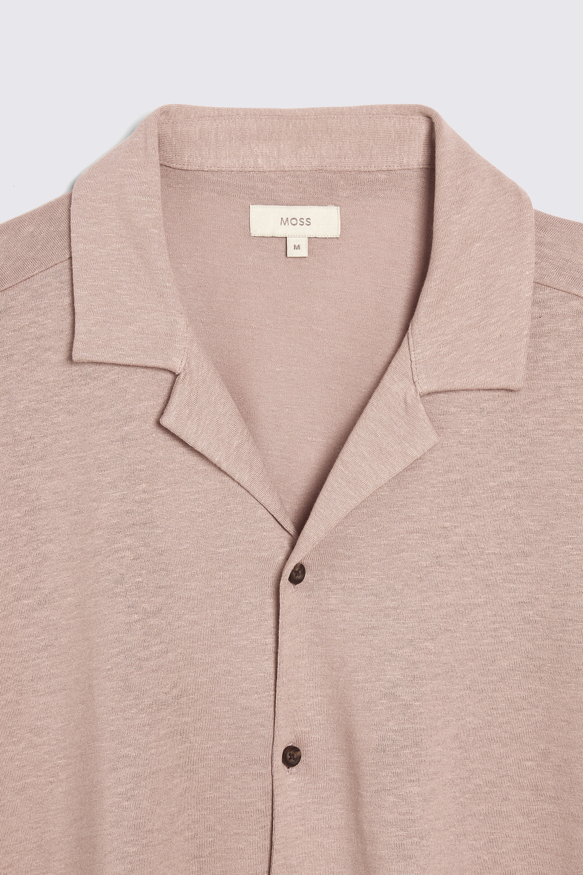 Pink Linen Blend Knitted Cuban Collar Shirt
