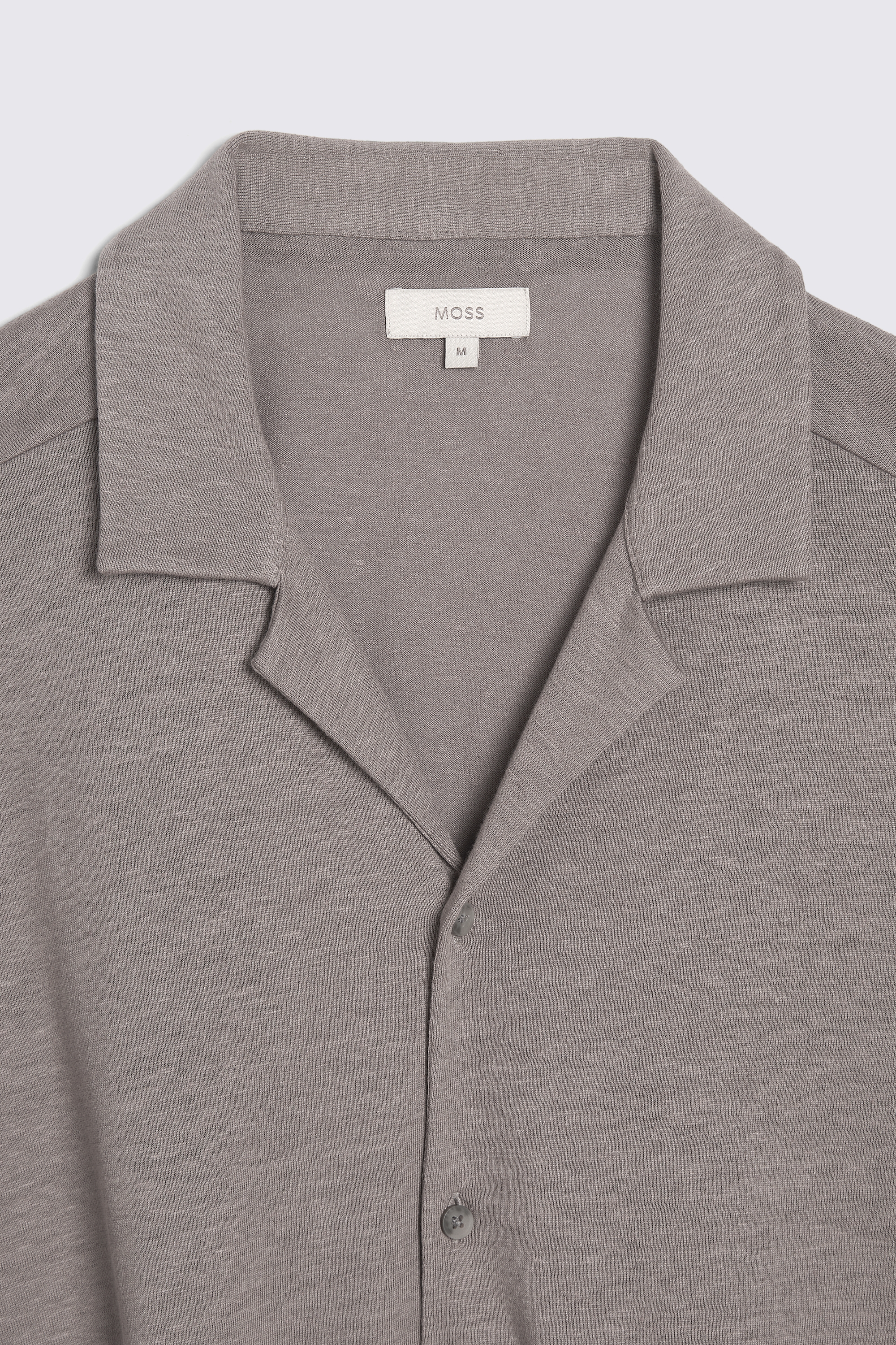 Dark Taupe Linen Blend Knitted Cuban Collar Shirt