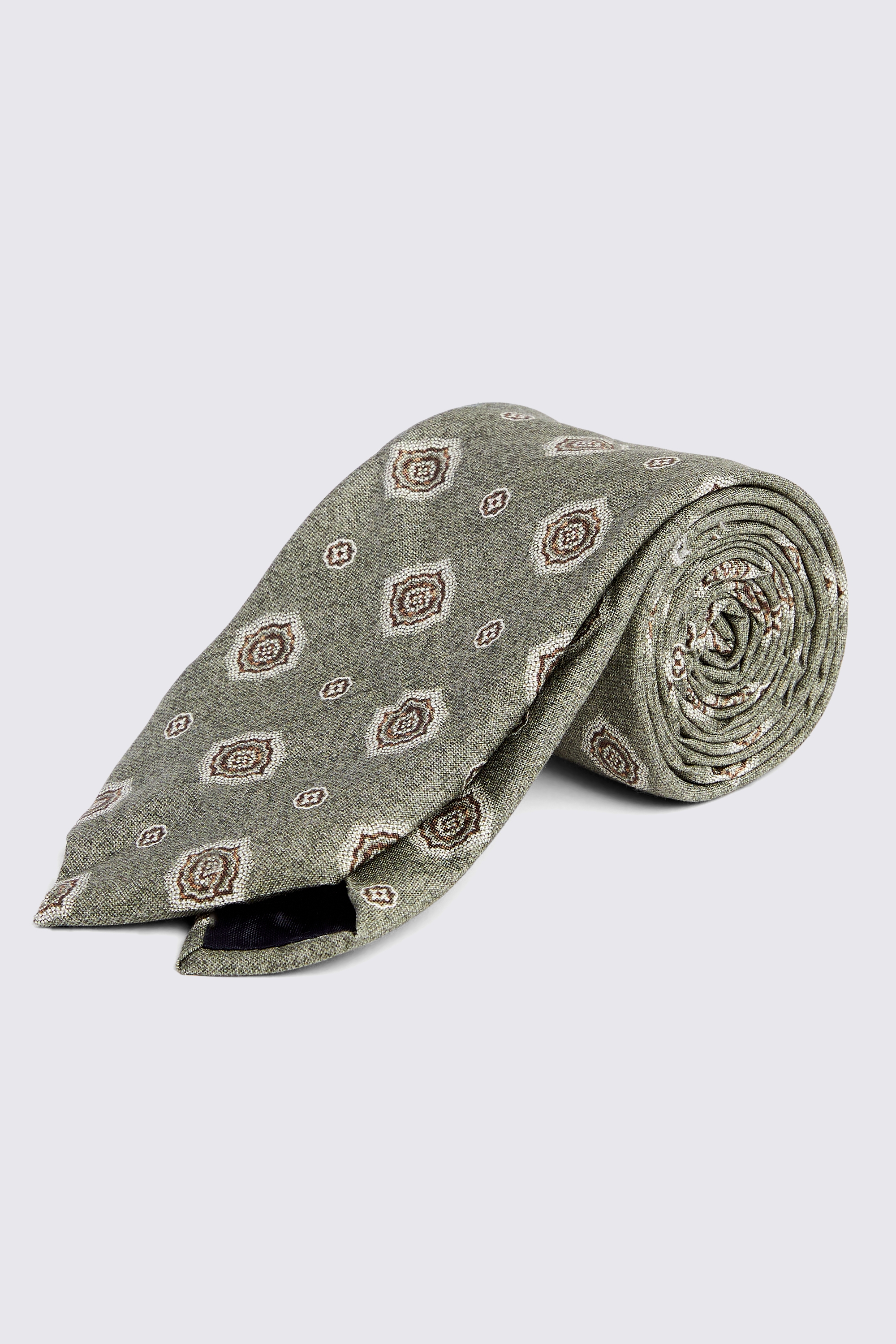 Bottinelli Sage Silk Medallion Tie