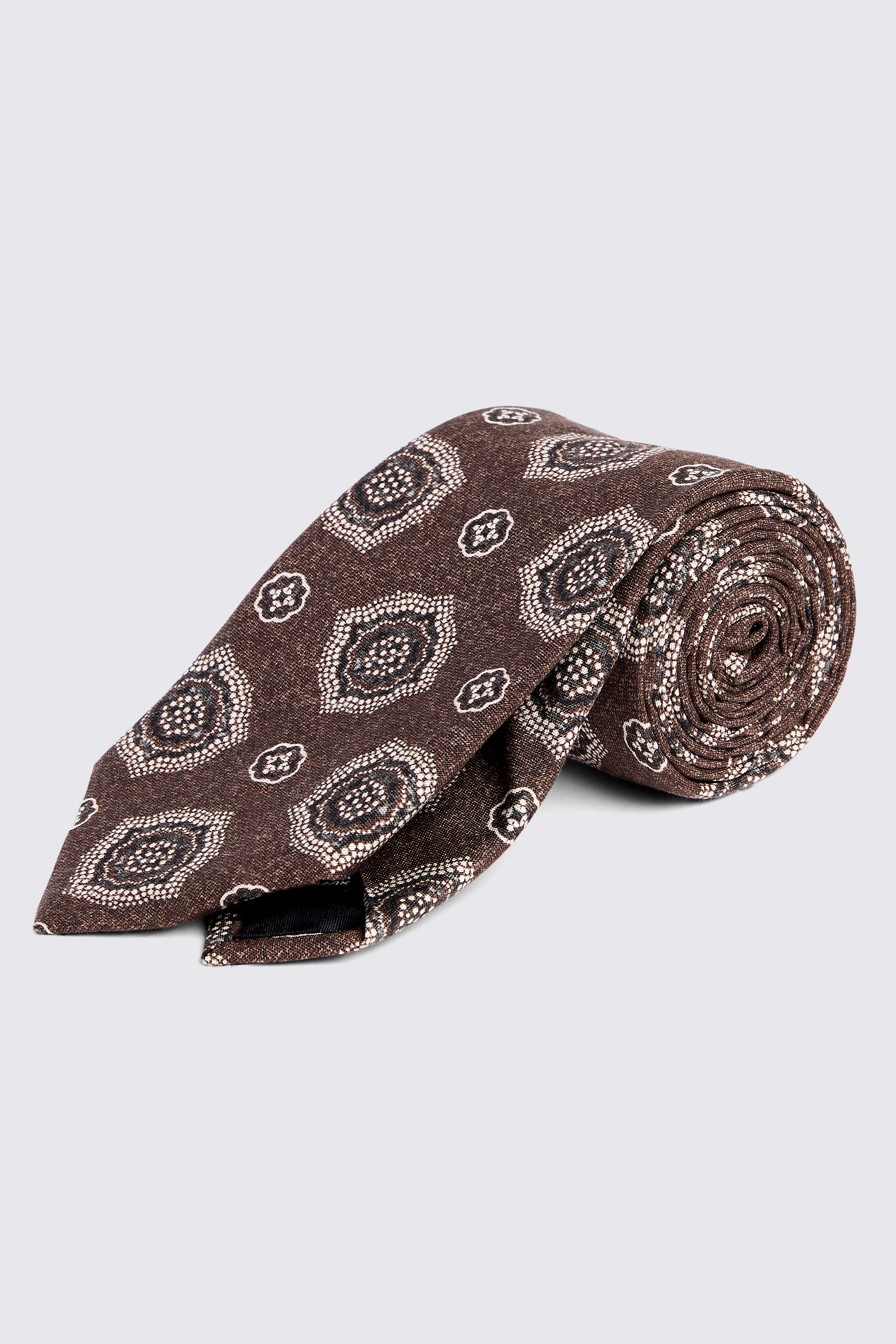 Bottinelli Cappuccino Silk Jumbo Medallion Tie